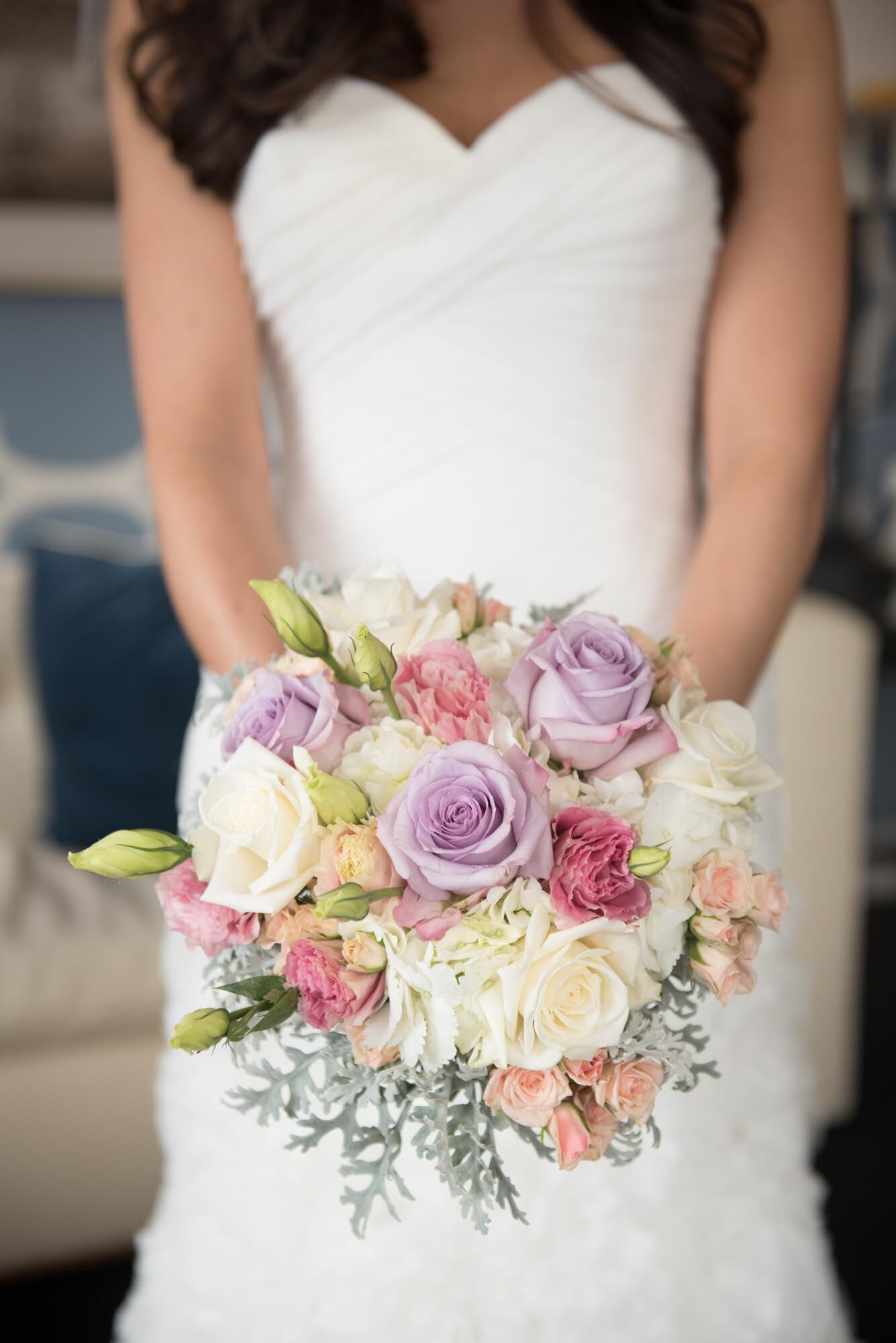 Ivory and Lavender Rose Bridal Bouquet