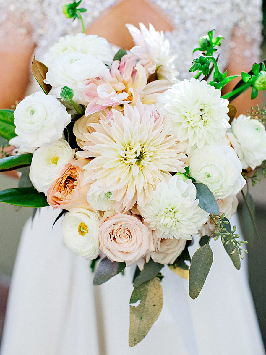 ranunculus bouquet bouquets bridal dahlias romantic leigh miller