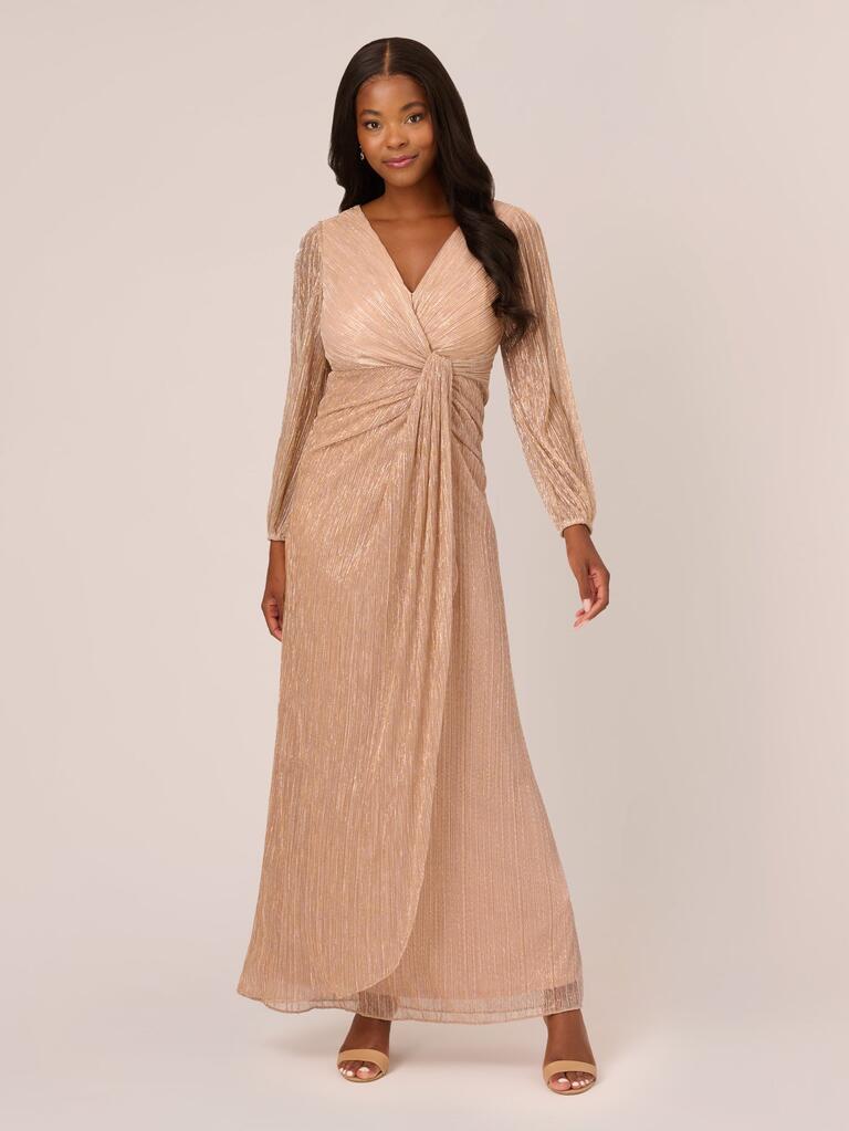 chinese dress ladies 3/4 Length Sleeve A-Line V Neck Floor Length Mother of the Bride Dress main image 1