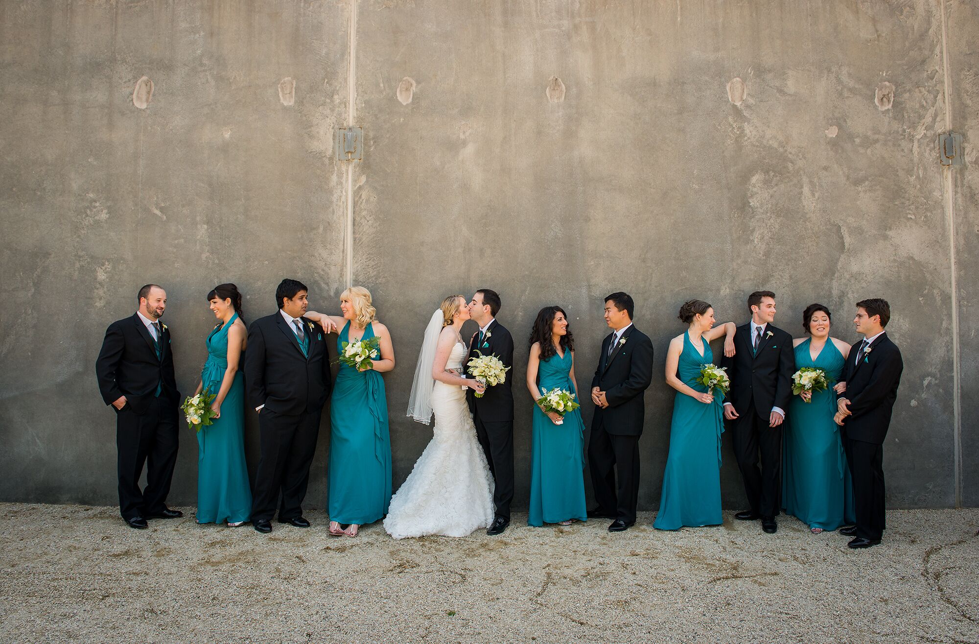 teal-and-black-wedding-party