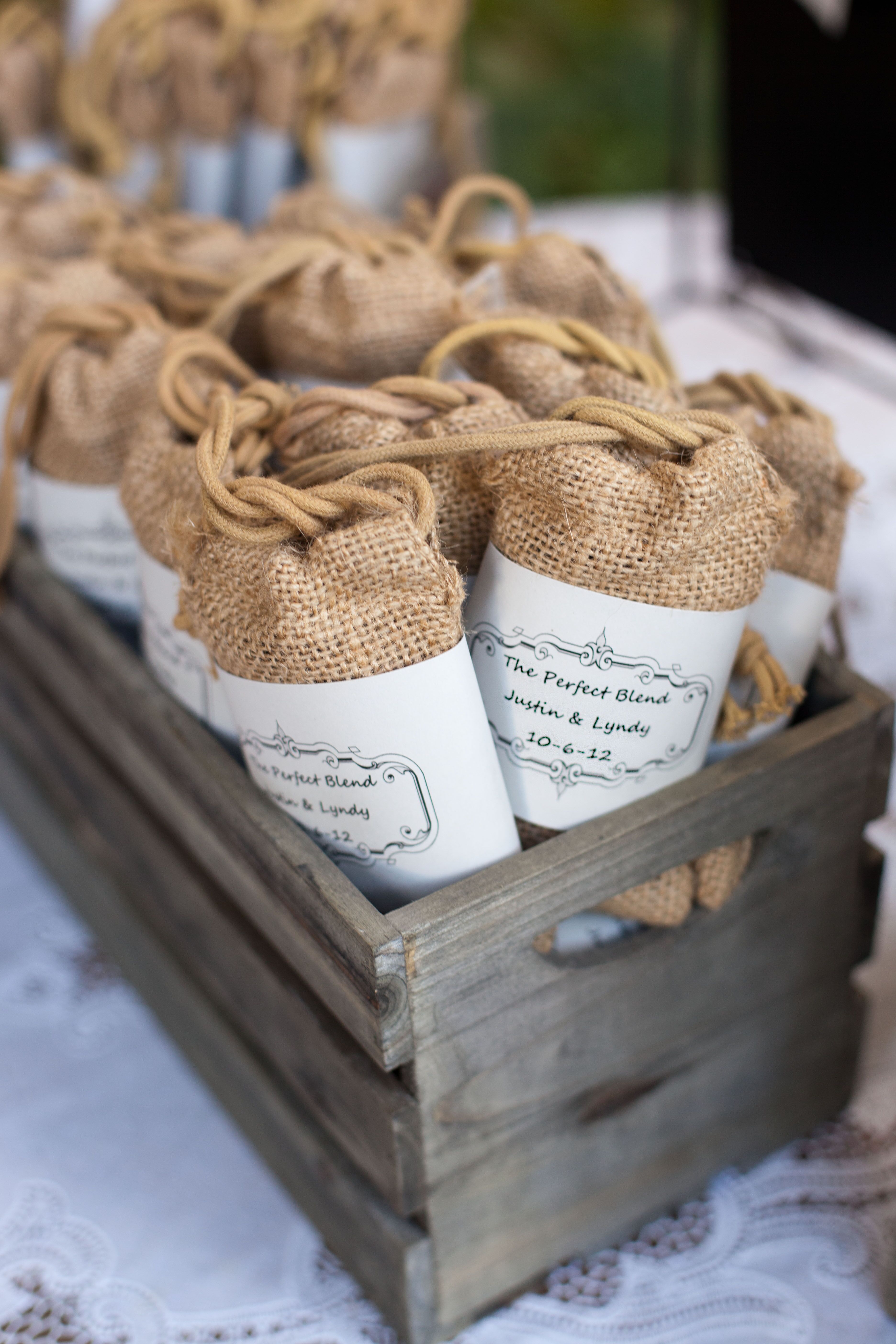 Personalized Burlap Wedding Favor Bags