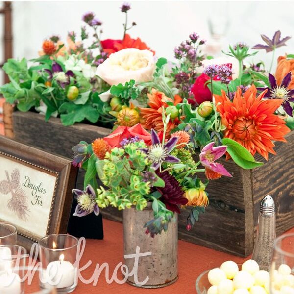 Orange Rustic Reception Decor