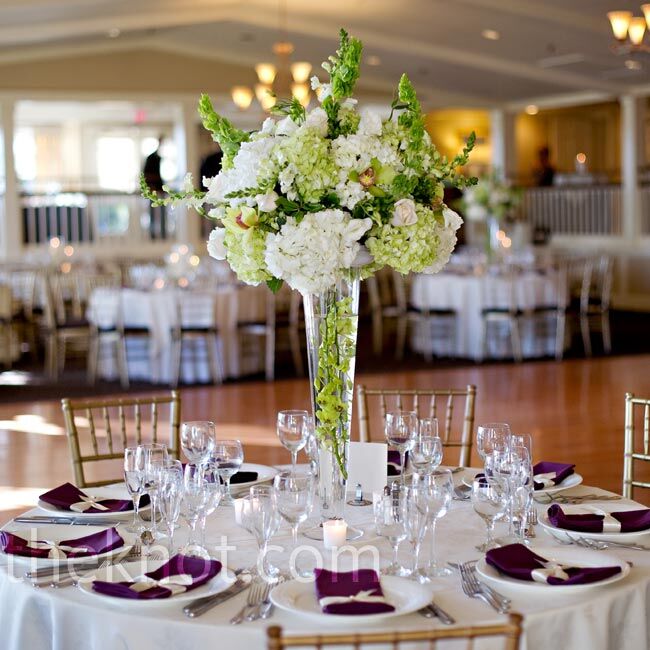 White and Green Centerpieces