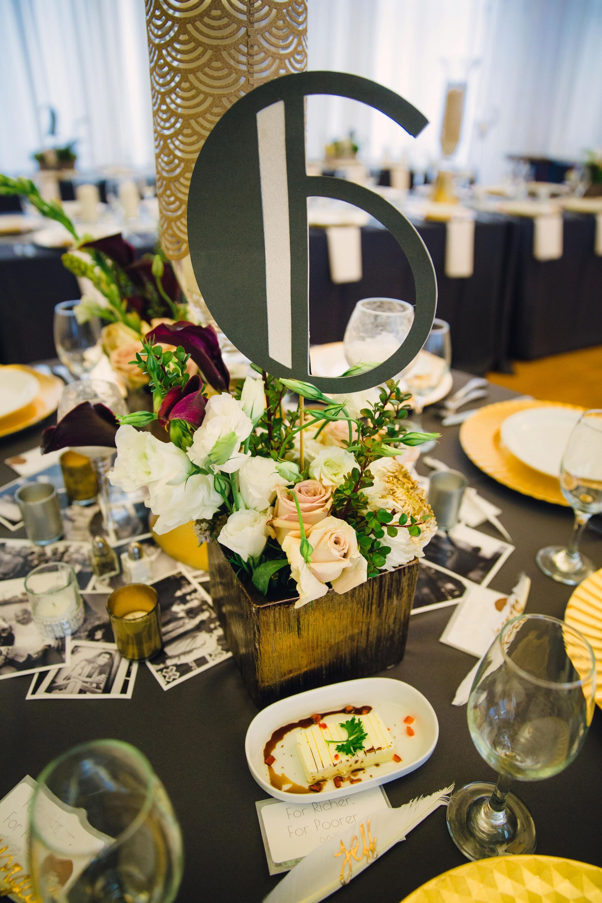 Black Art Deco Table Number