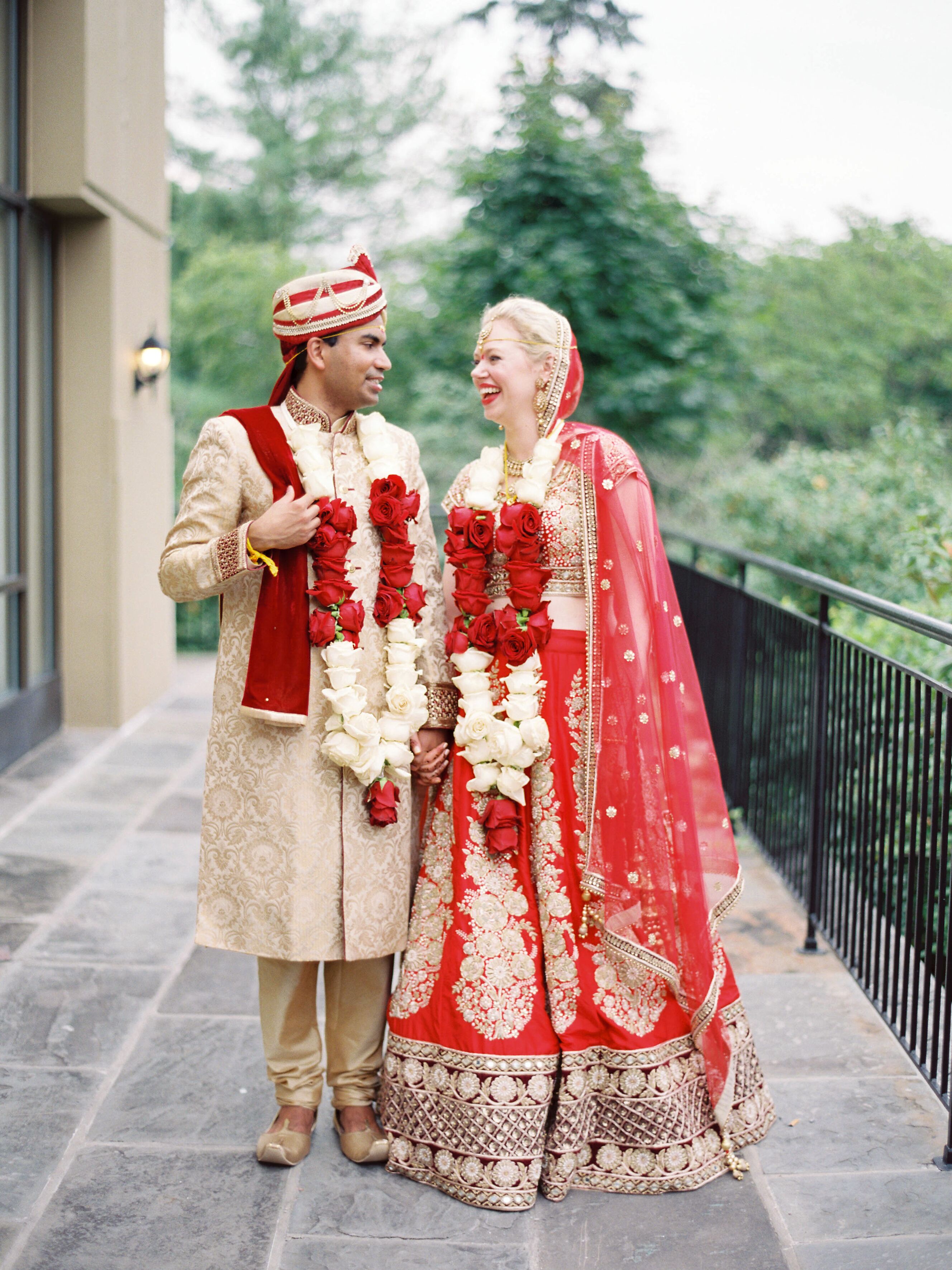 Interfaith Couple in Traditional Indian Wedding Attire