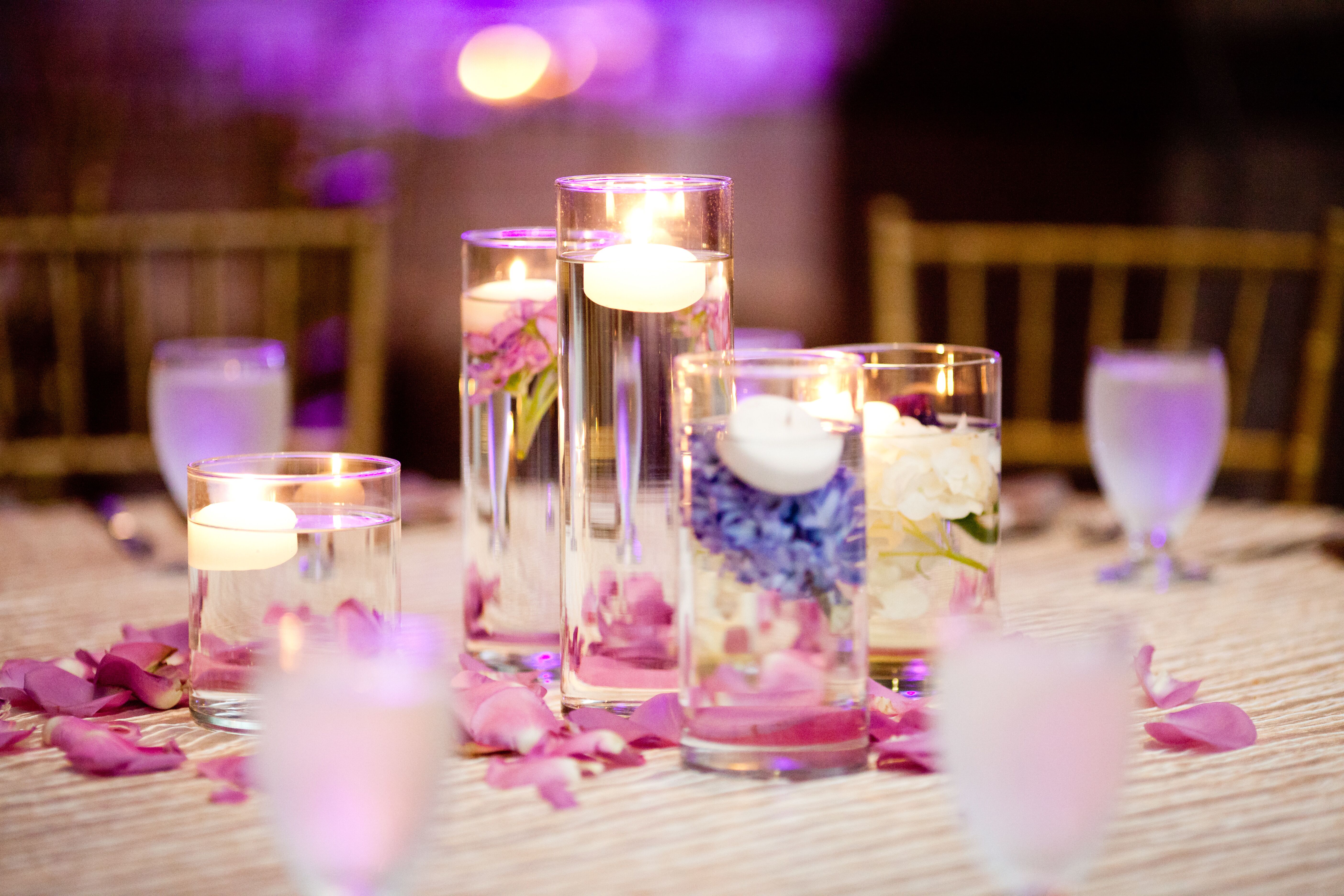 Floating Candle And Flower Centerpieces