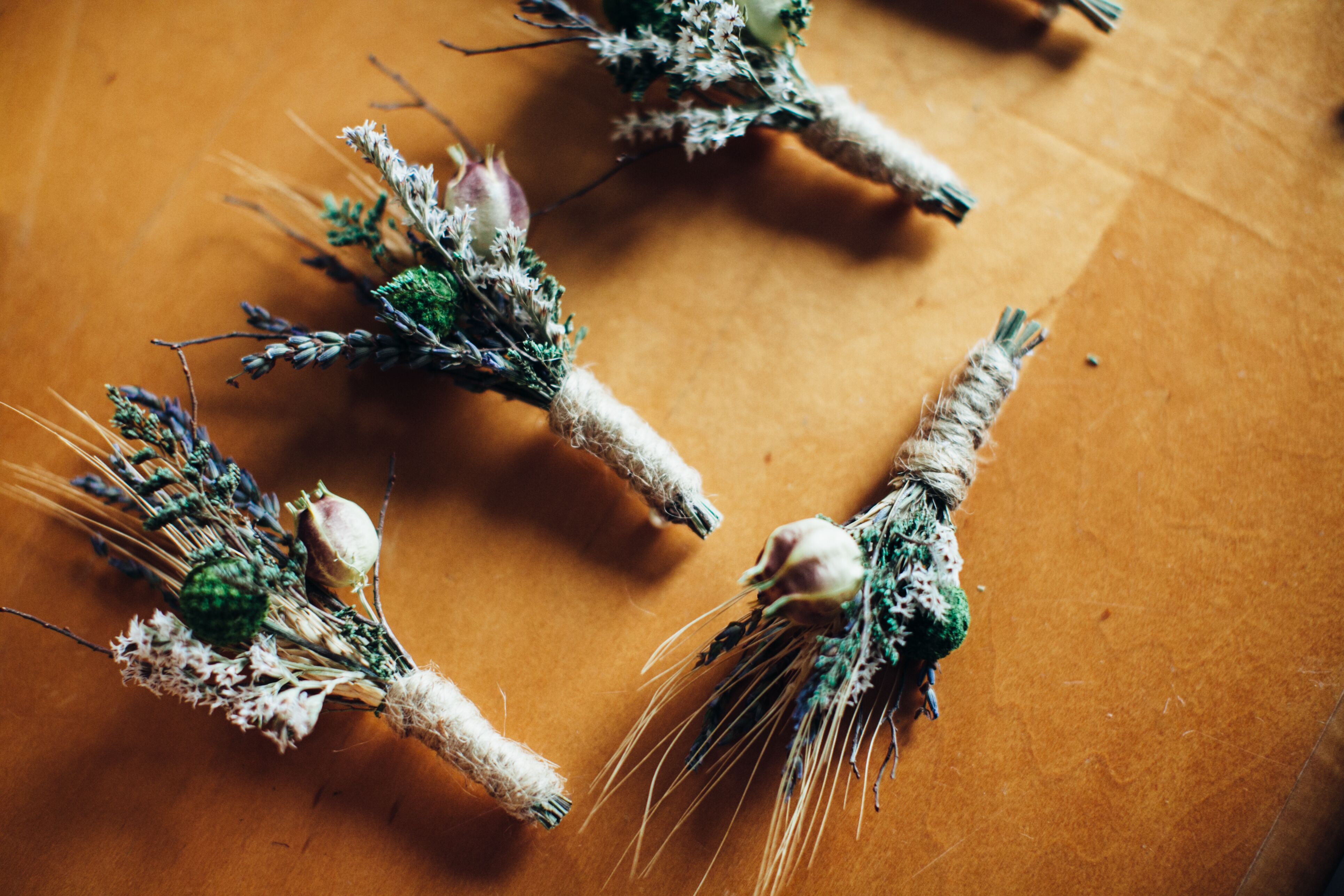 dried-flower-boutonniere-wrapped-together