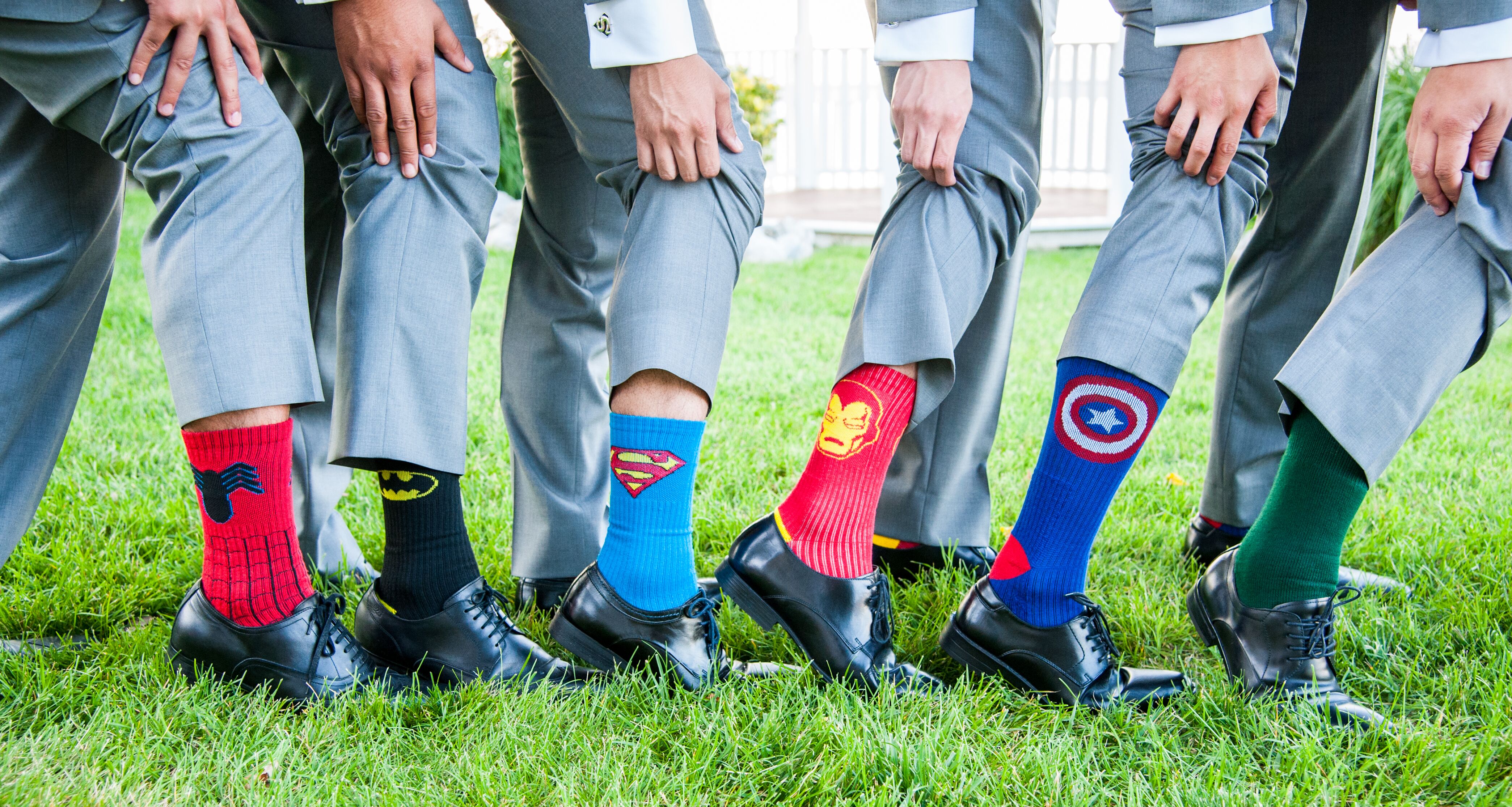 Superhero Socks and Cuff Links for Groomsmen