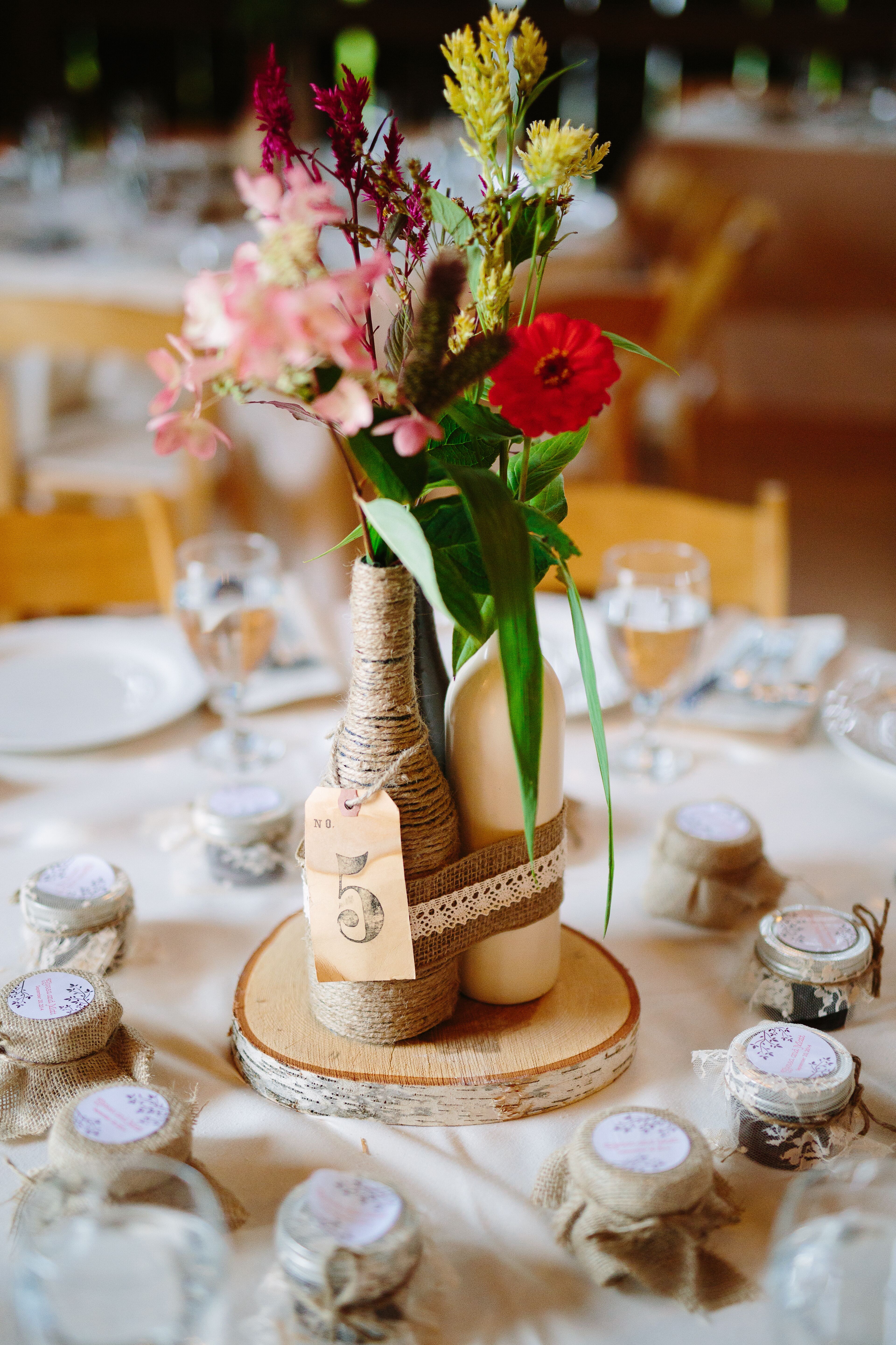 DIY Rustic Wine Bottle Centerpiece