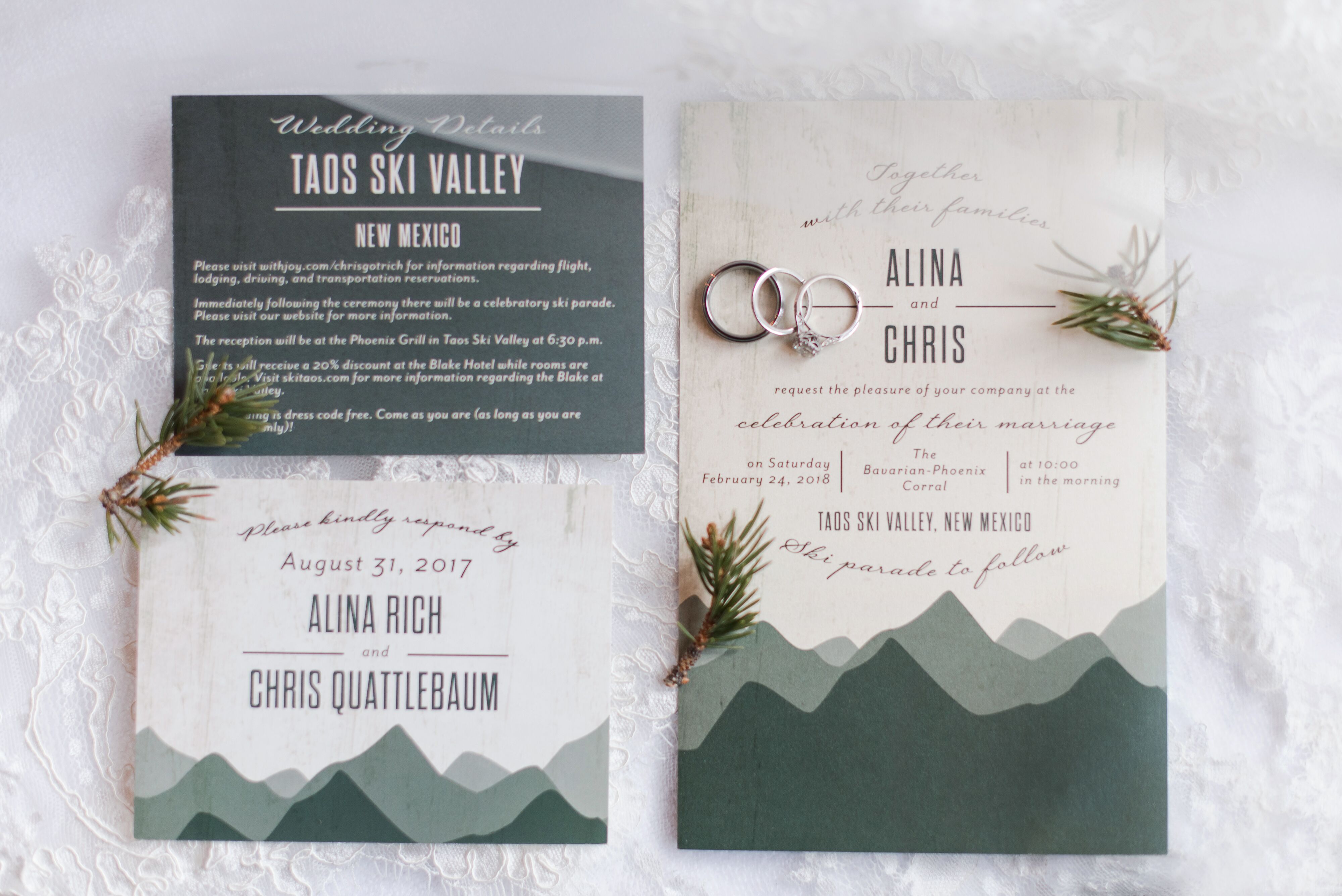 Modern Mountain-Themed Wedding Invitations