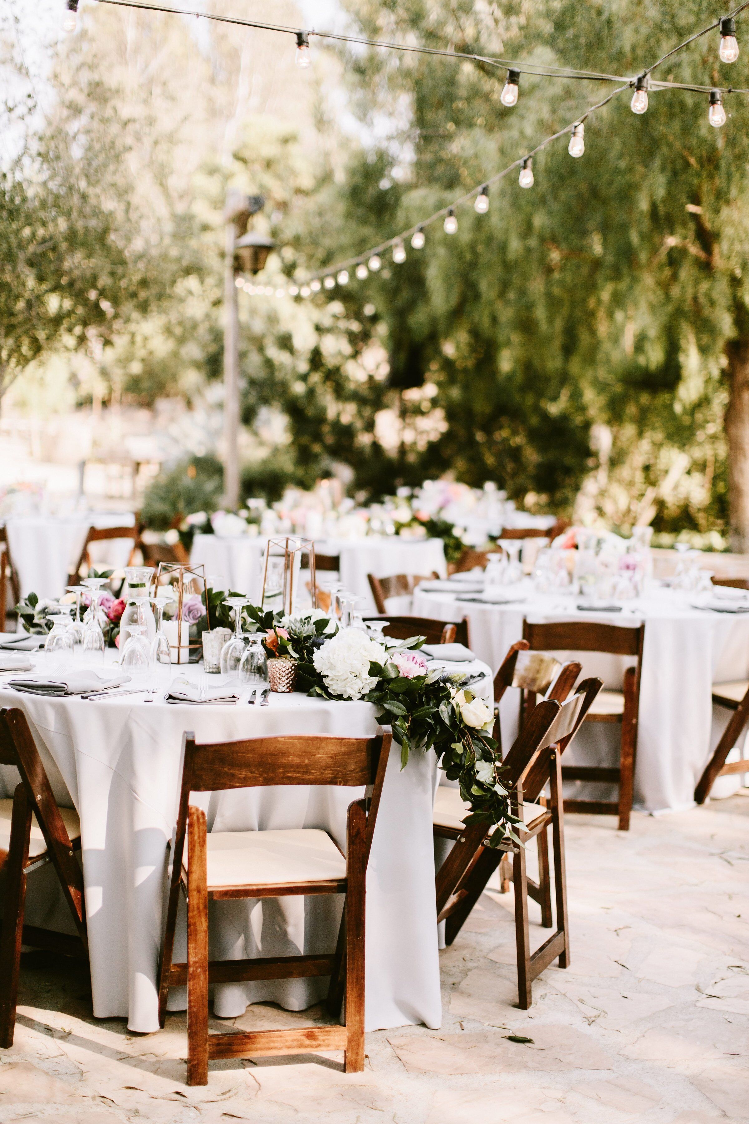 Outdoor Reception With Bistro Lights