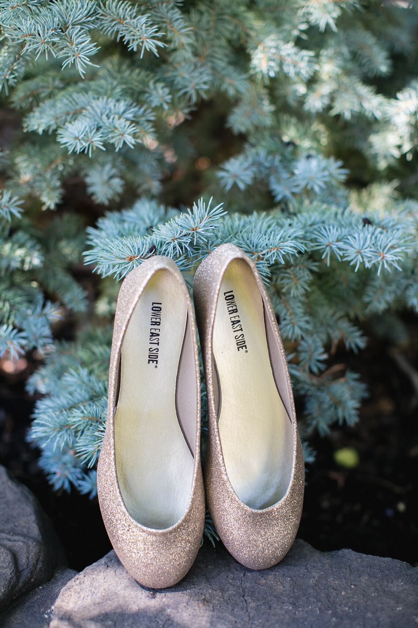 Glittery ChampagneColored Bridal Flat Shoes