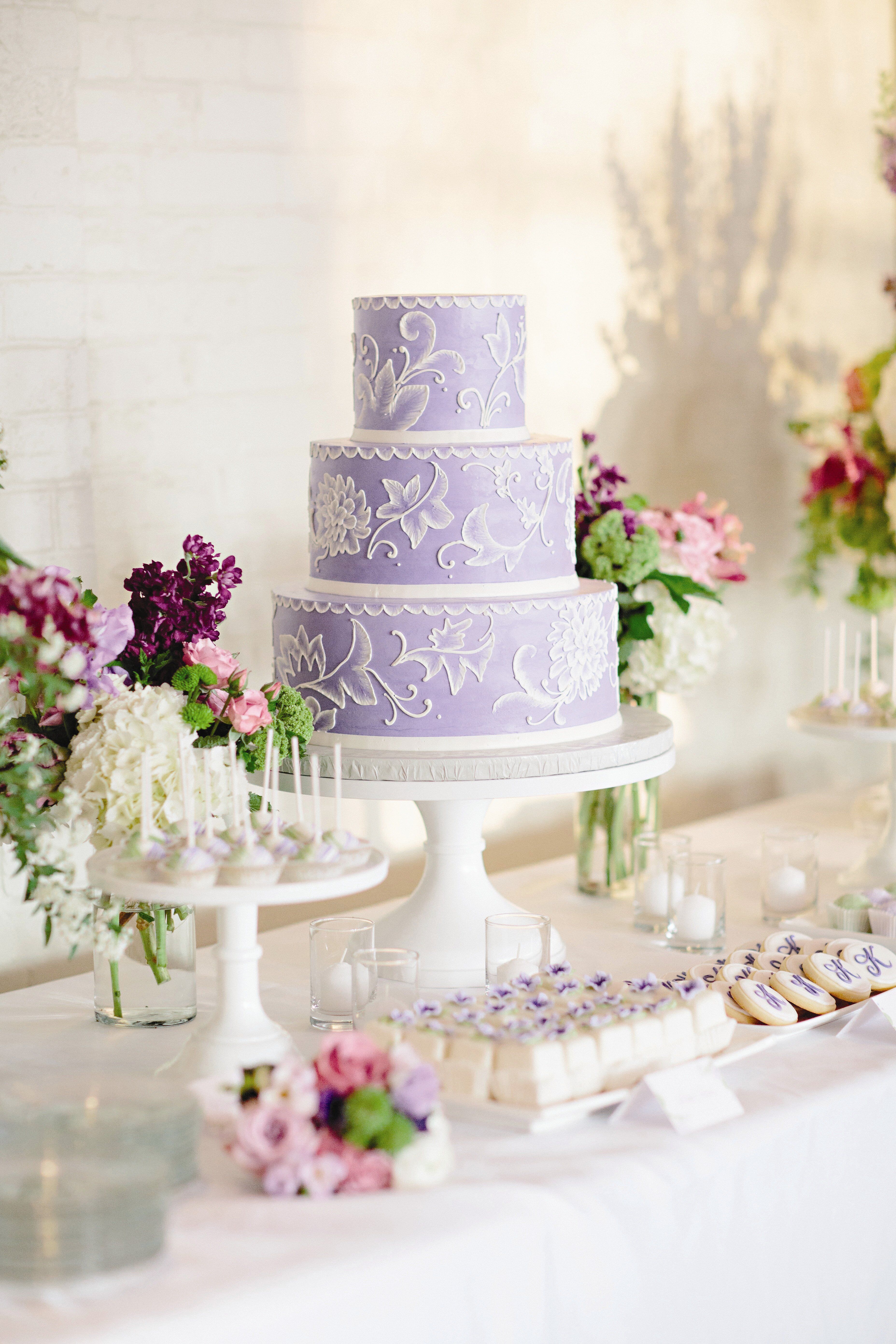 Lavender and White Wedding Cake