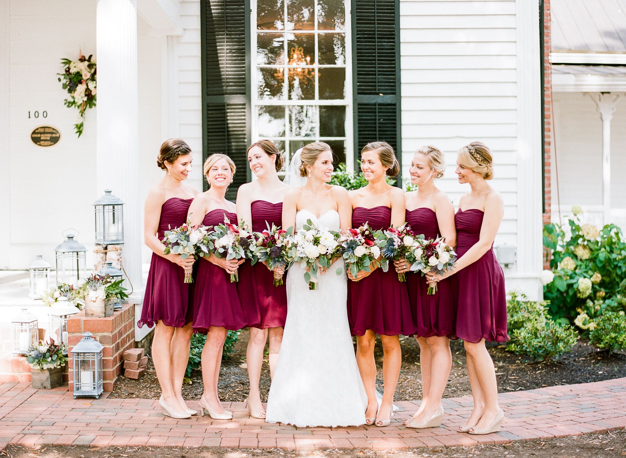 Burgundy Knee Length Bridesmaid Dresses