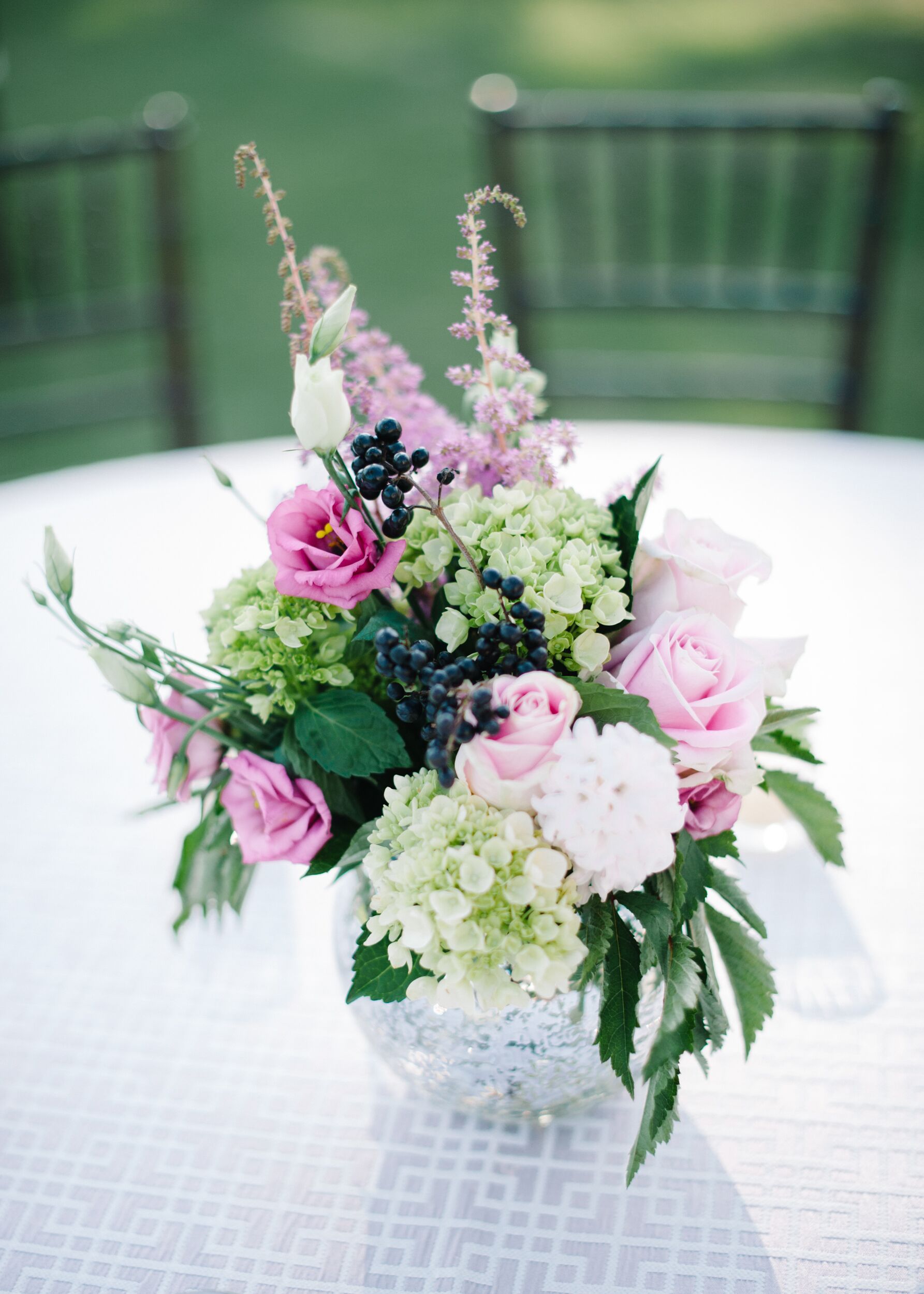 Small Hydrangea and Rose Centerpieces