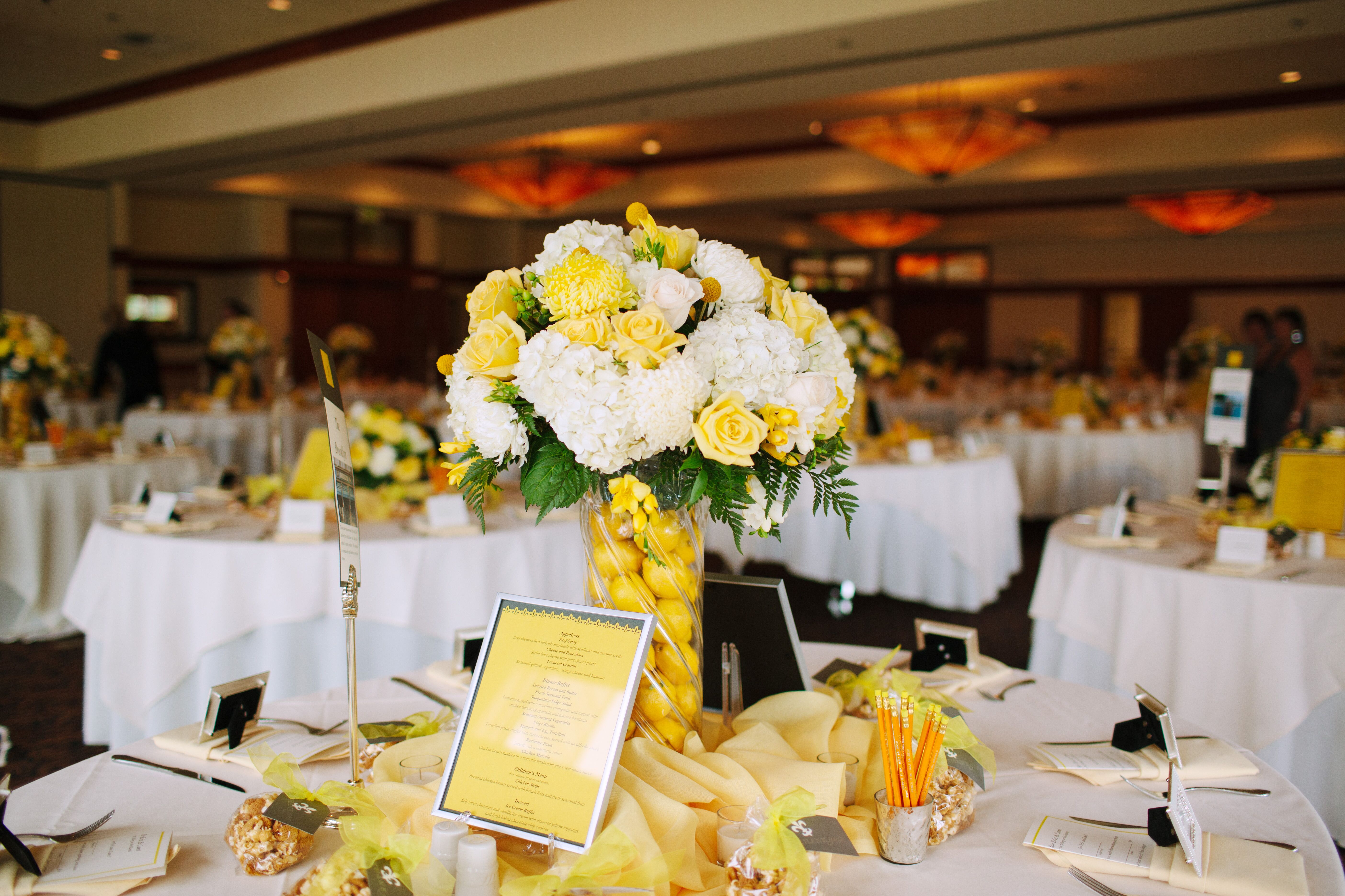 Yellow and White Wedding Reception Decor