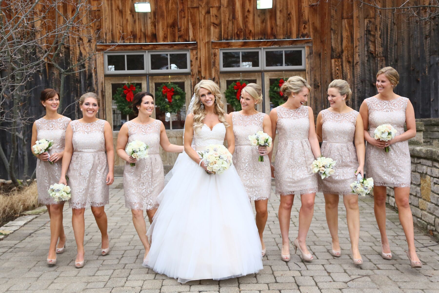 champagne colored bridesmaids dresses