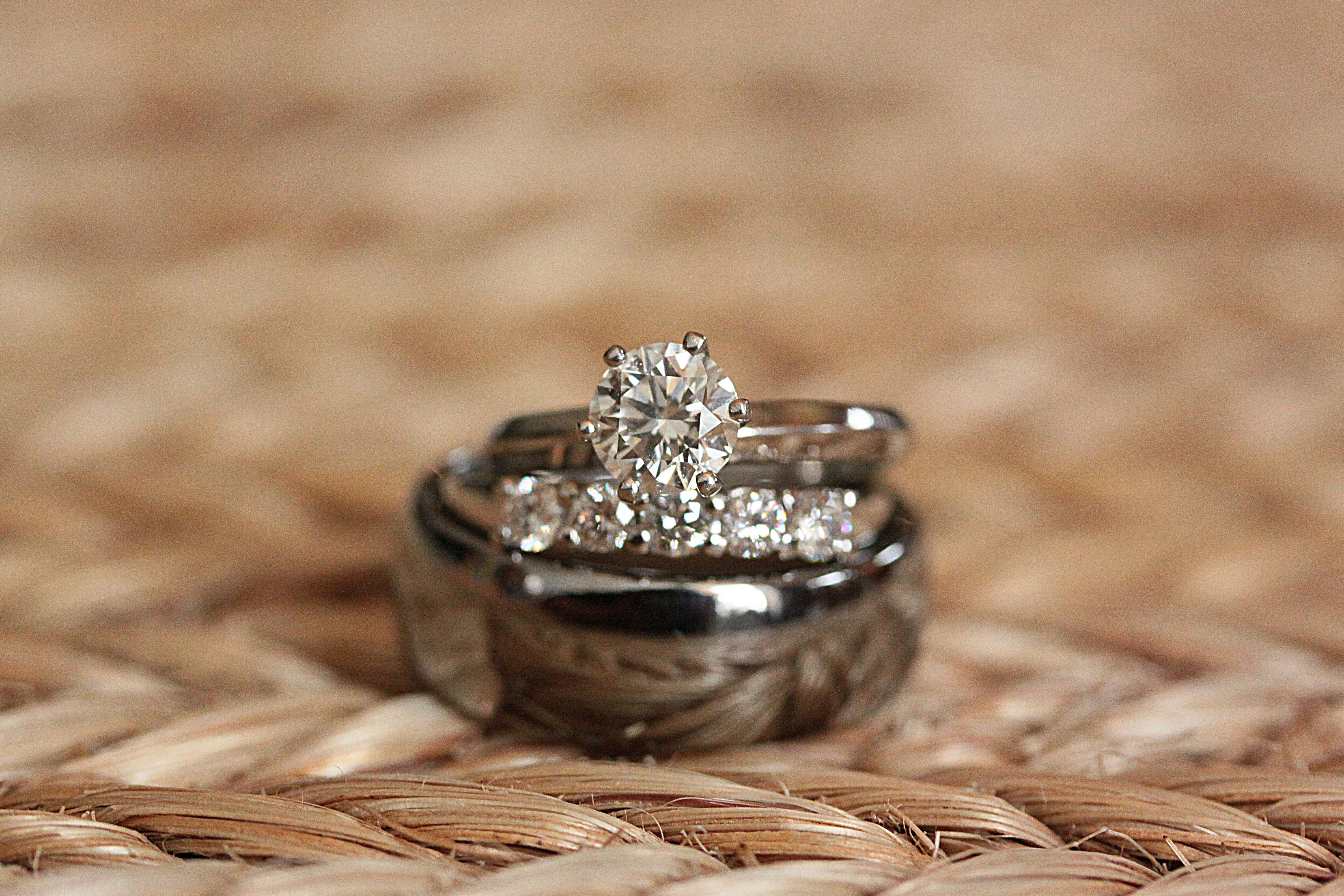  Traditional  Set of Silver Wedding  Rings 