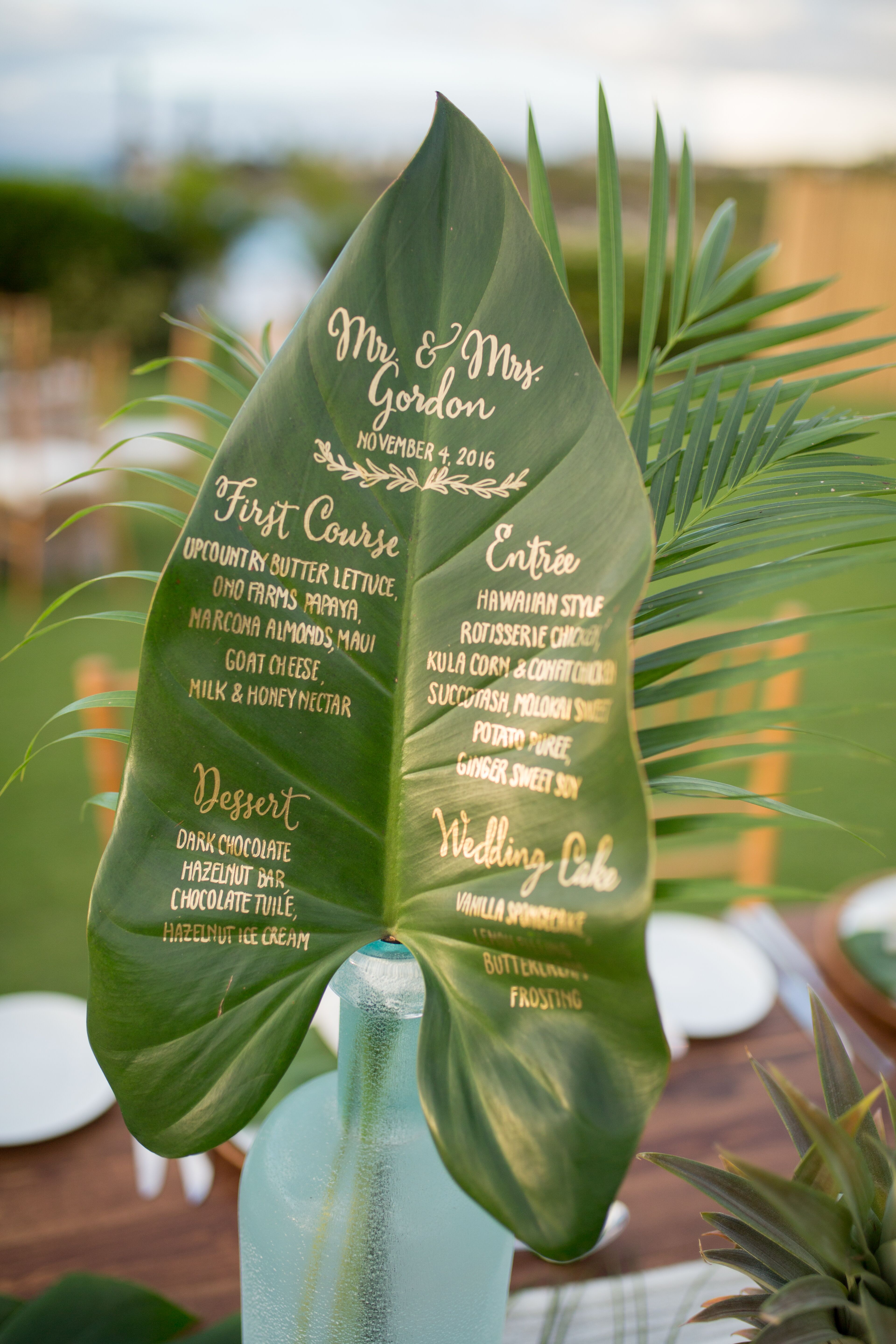 Calligraphed Menu Leaves