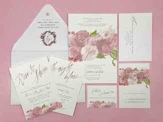 pink watercolor invitations