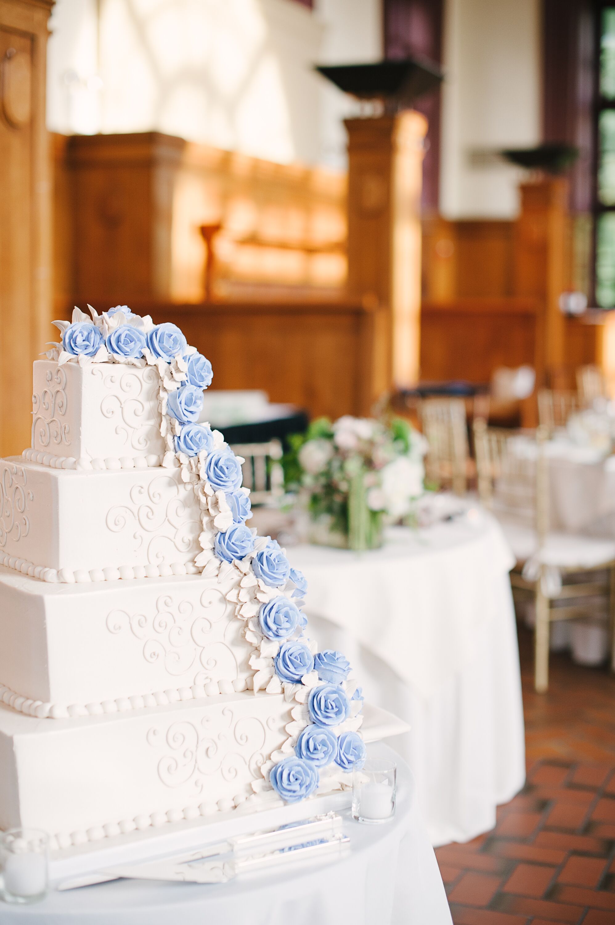 Light Blue and White Wedding Cake