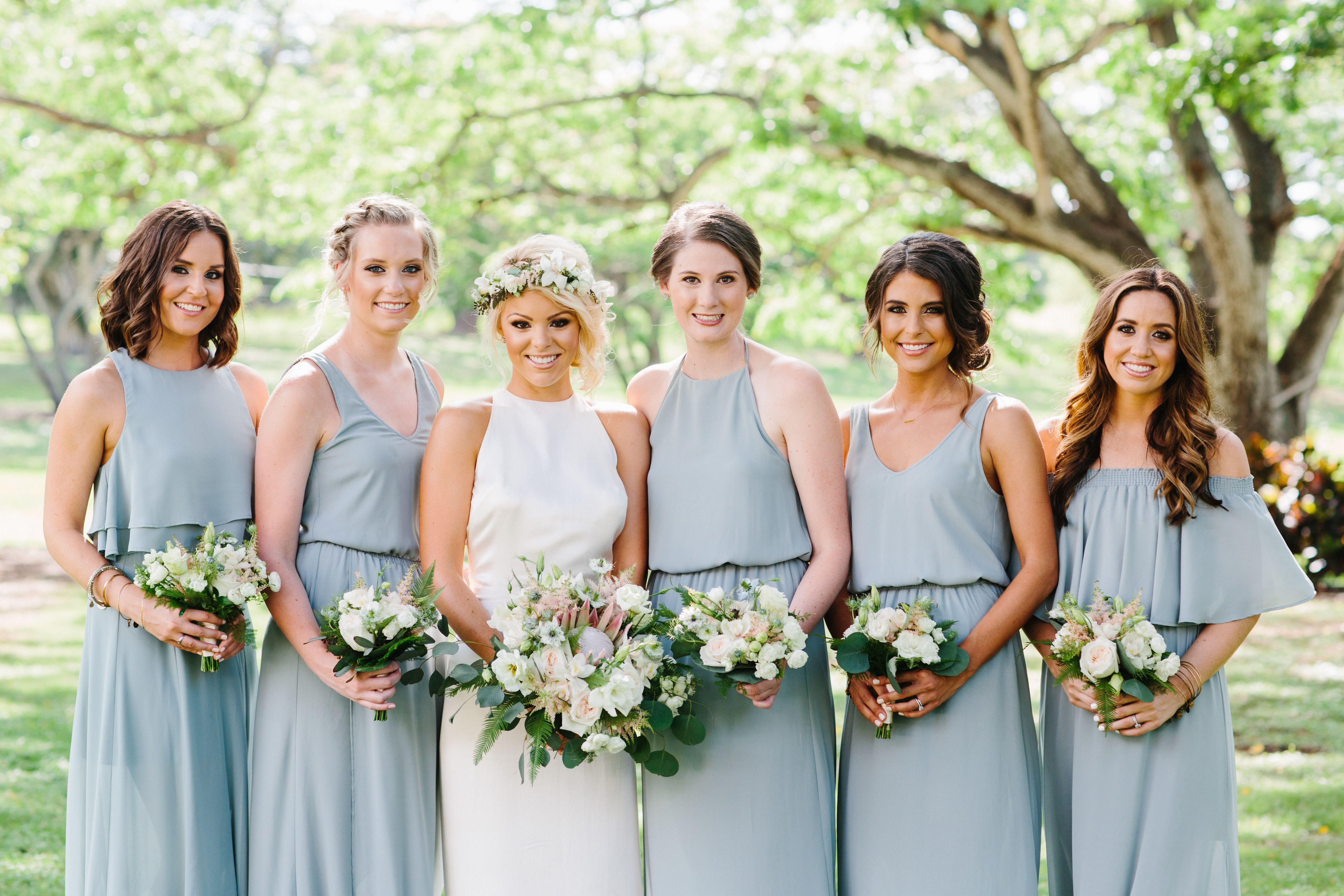 Light teal bridesmaid on sale dresses