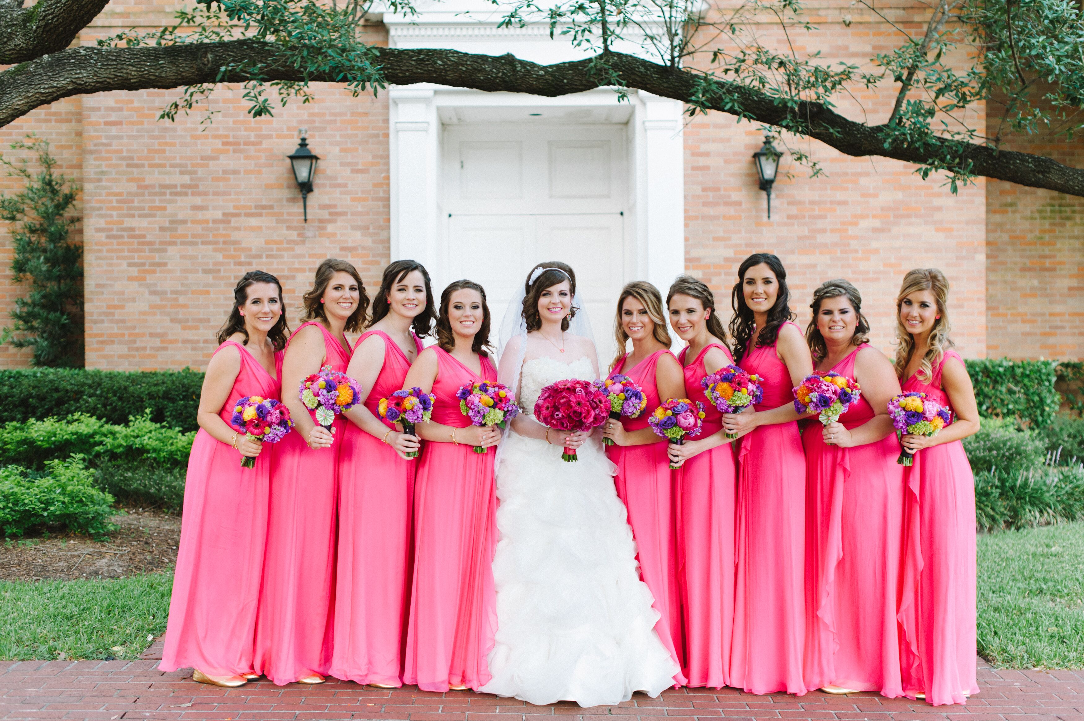 bright-pink-bridesmaid-dresses