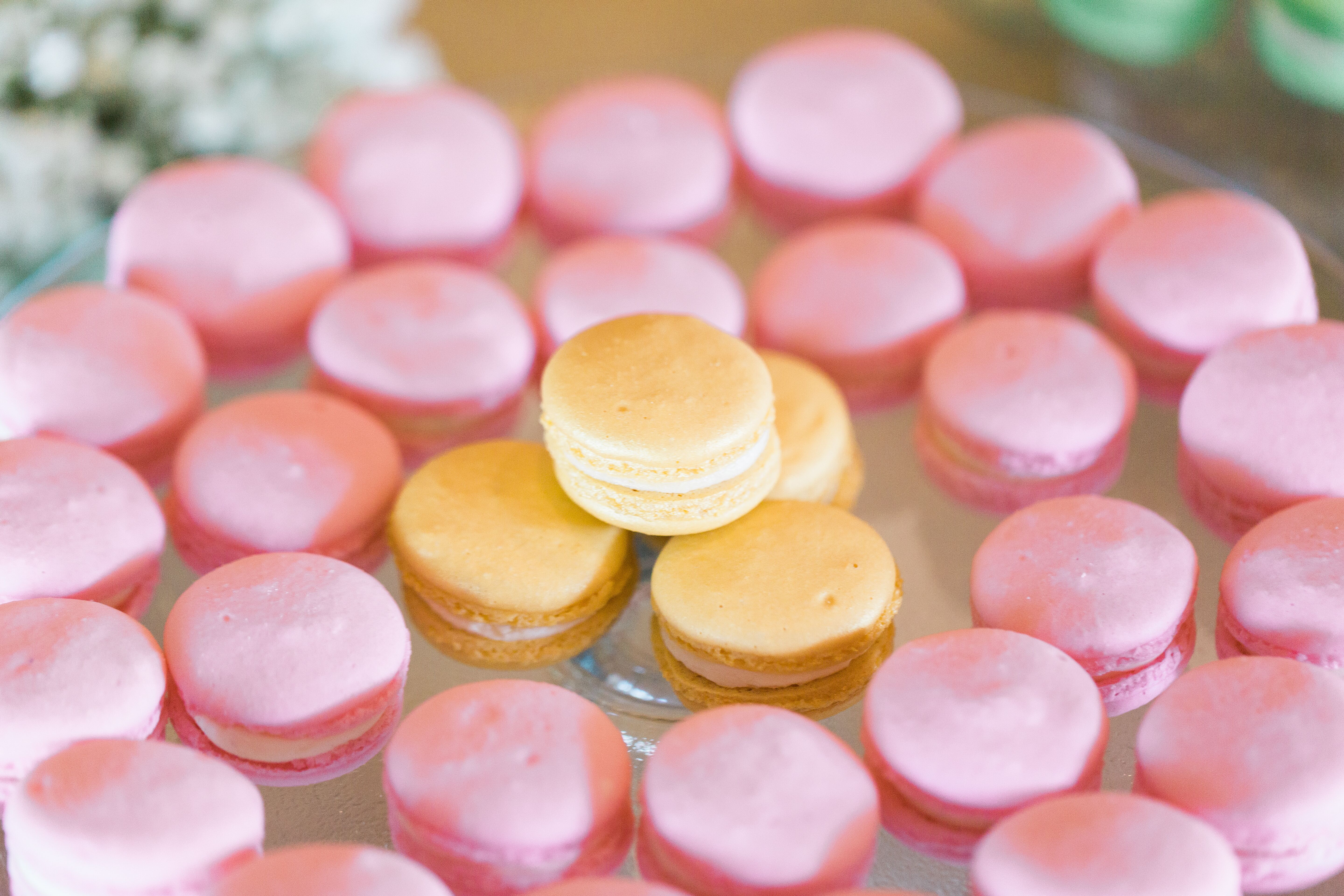Delicious Pink and Yellow Macaron Dessert