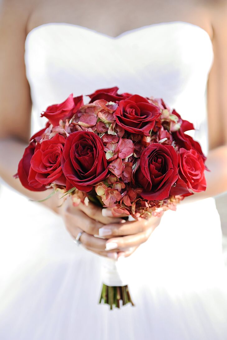 Red Rose and Hydrangea Bouquet