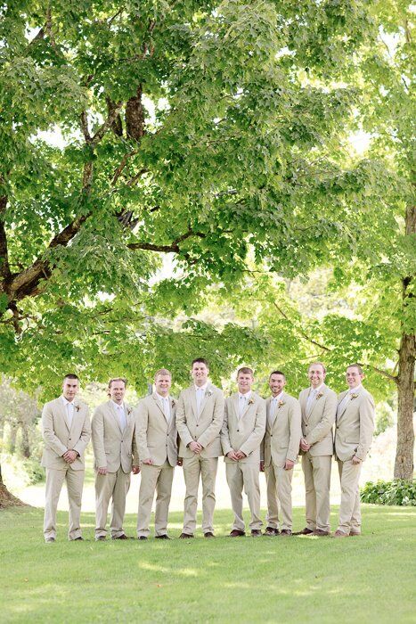 Beige best sale groomsmen suits