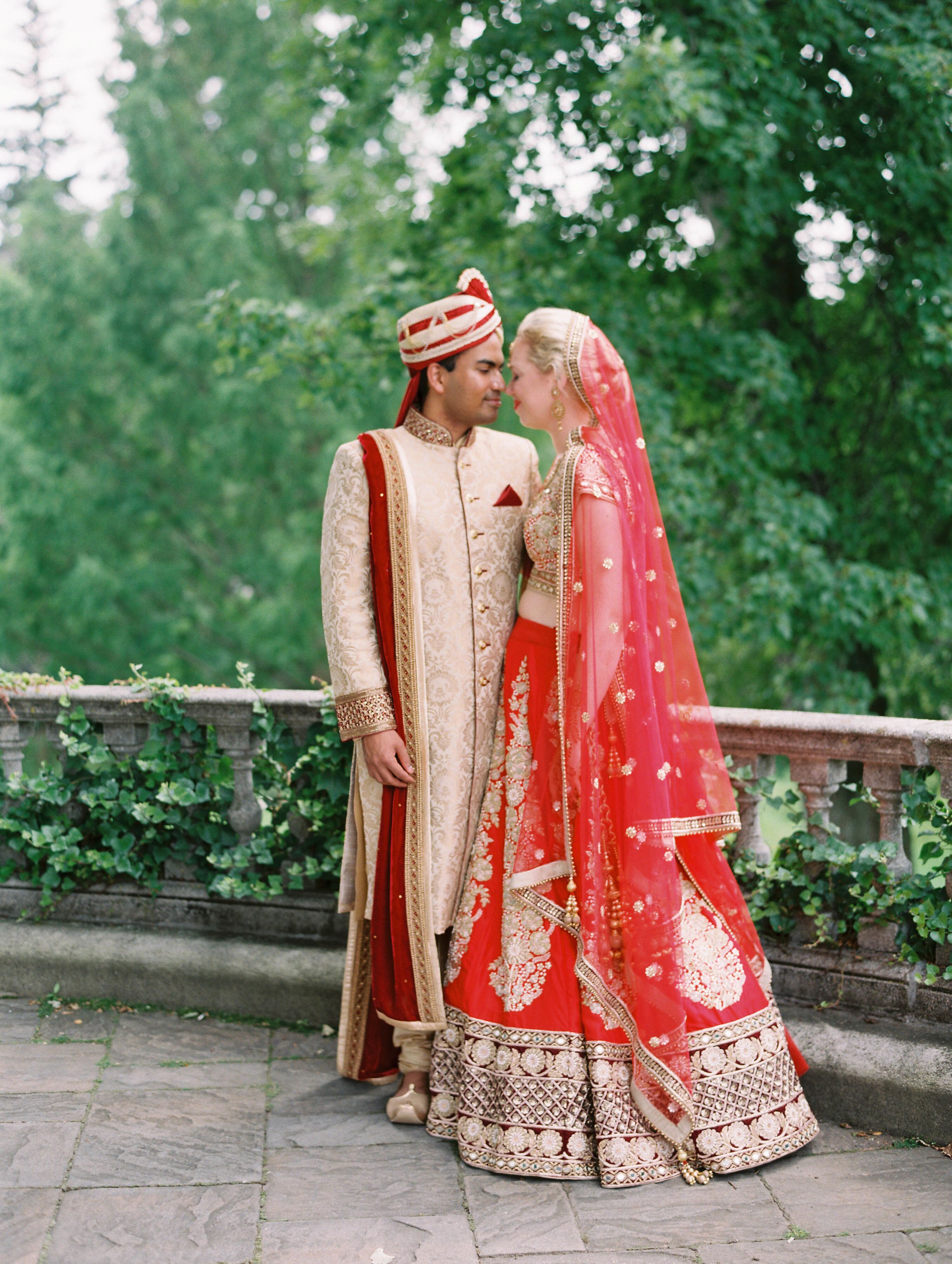 Wedding couple on sale in red dress