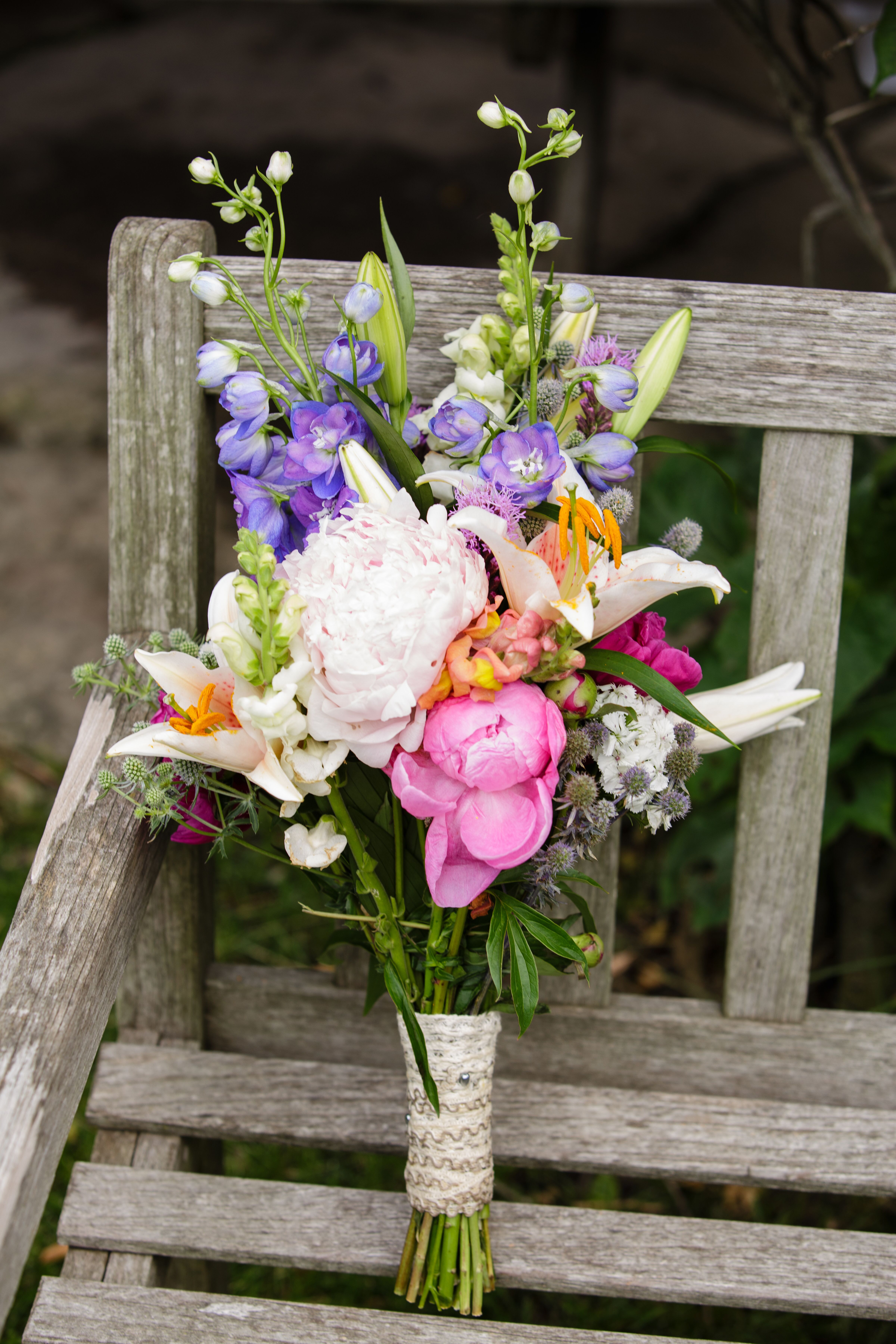 Purple and Pink Wildflower Bridal Bouquet