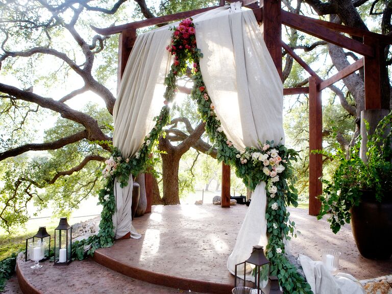 Garland draped chuppah