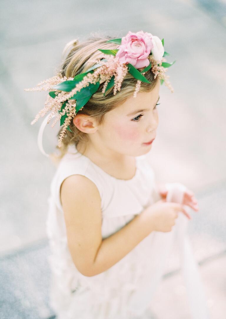 Pink flower crown for flower girl