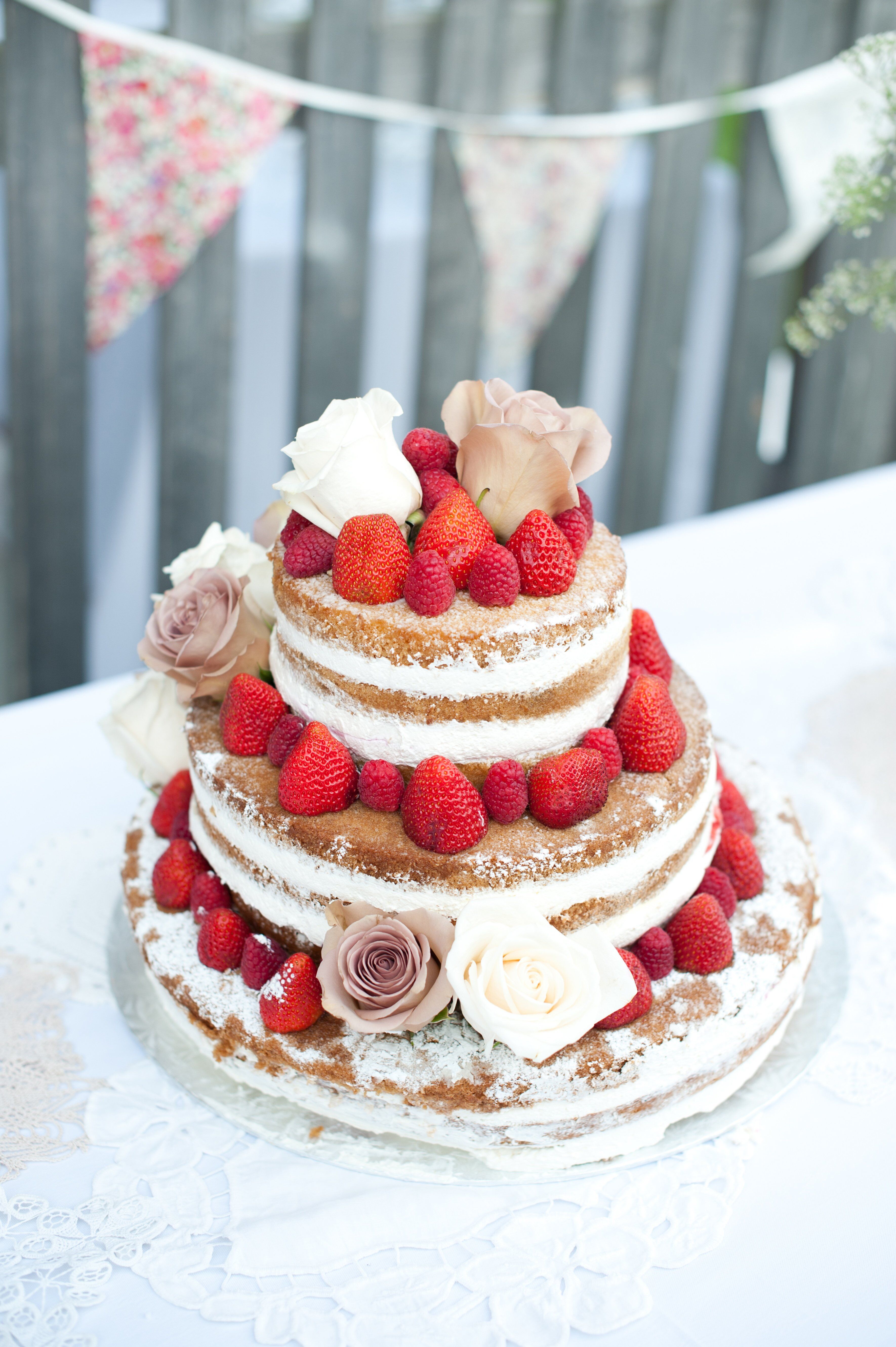 Fresh Strawberry Naked Wedding Cake