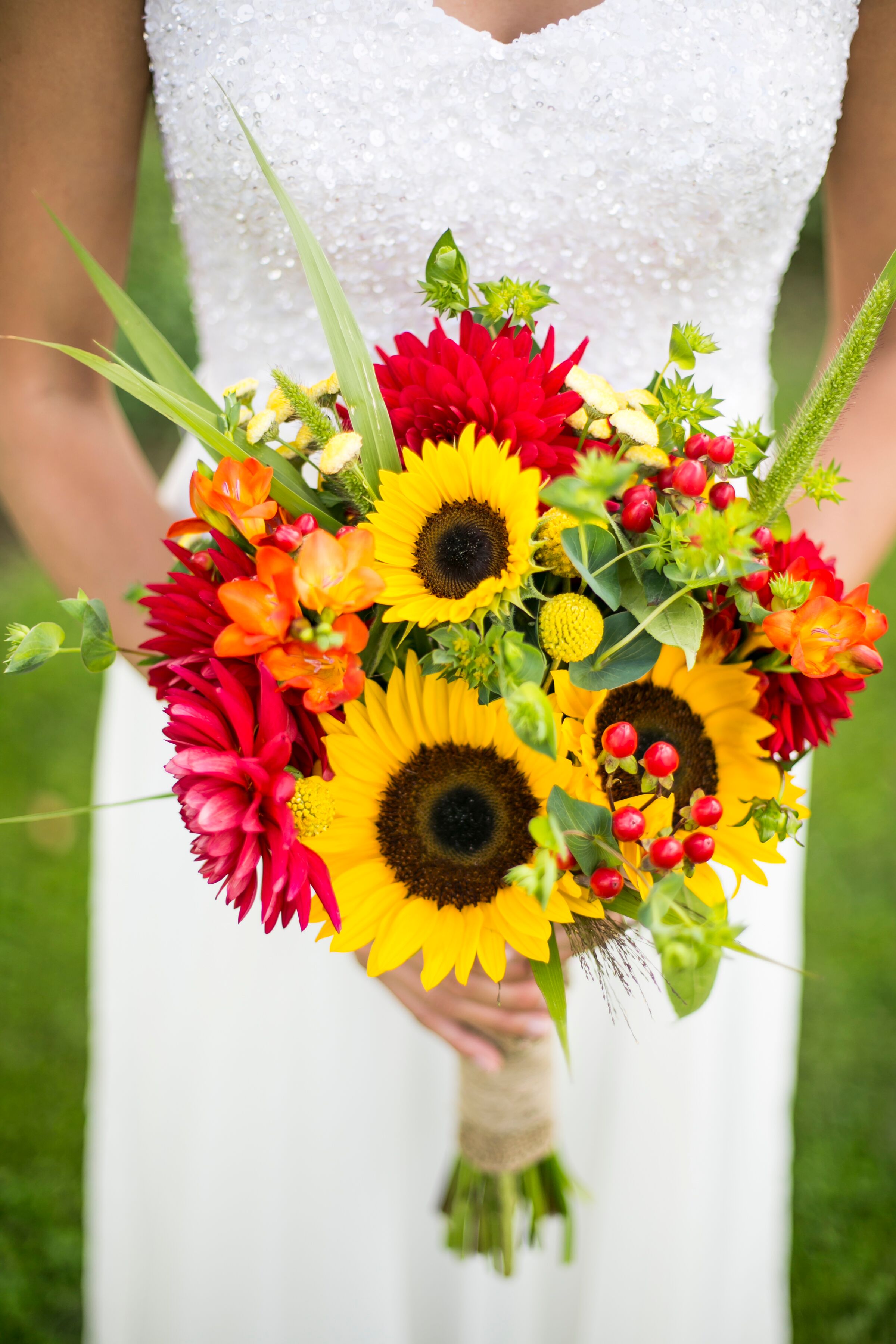 Bright Gerbera Daisy and Sunflower Bouquet