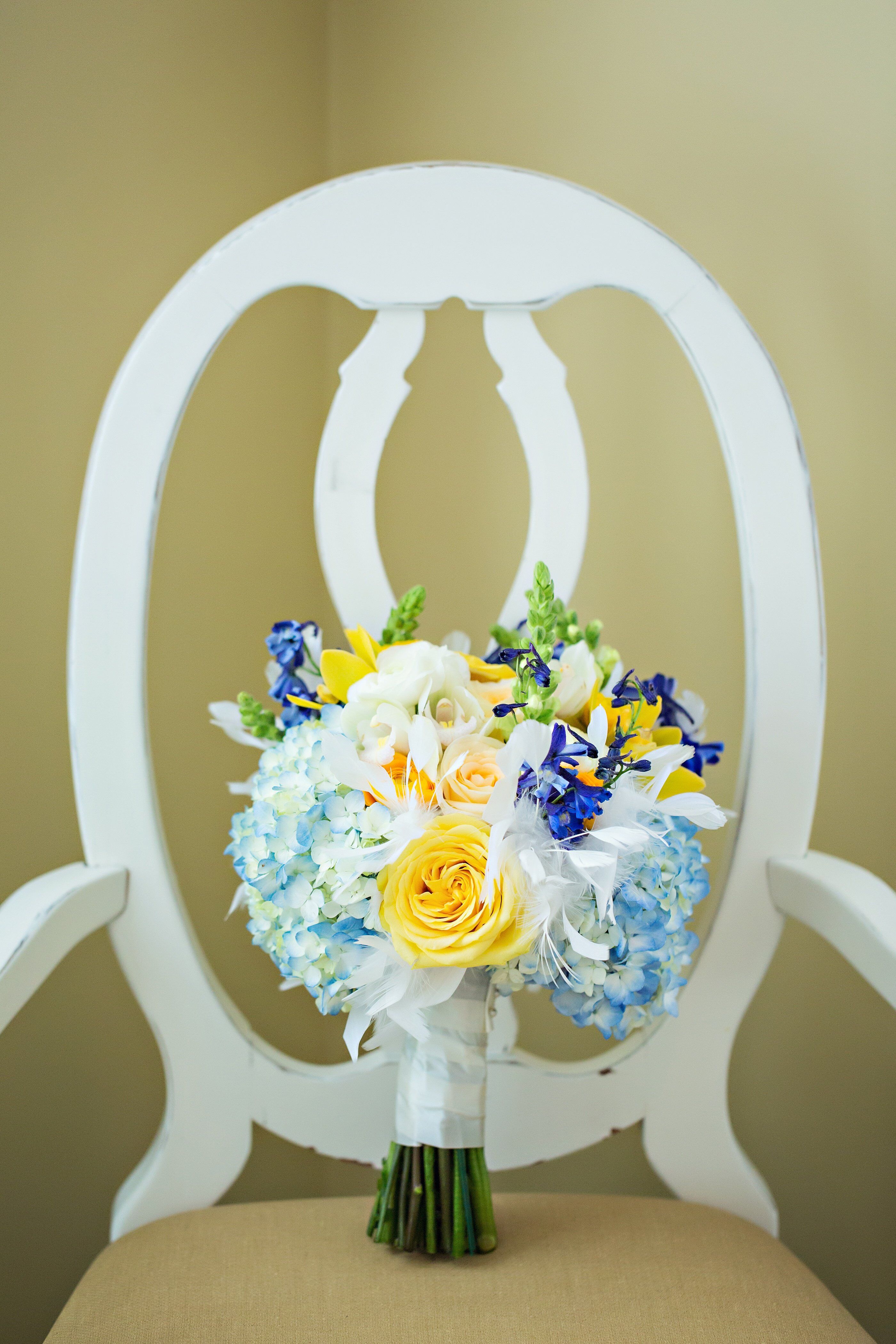 Blue and Yellow Bridal Bouquet