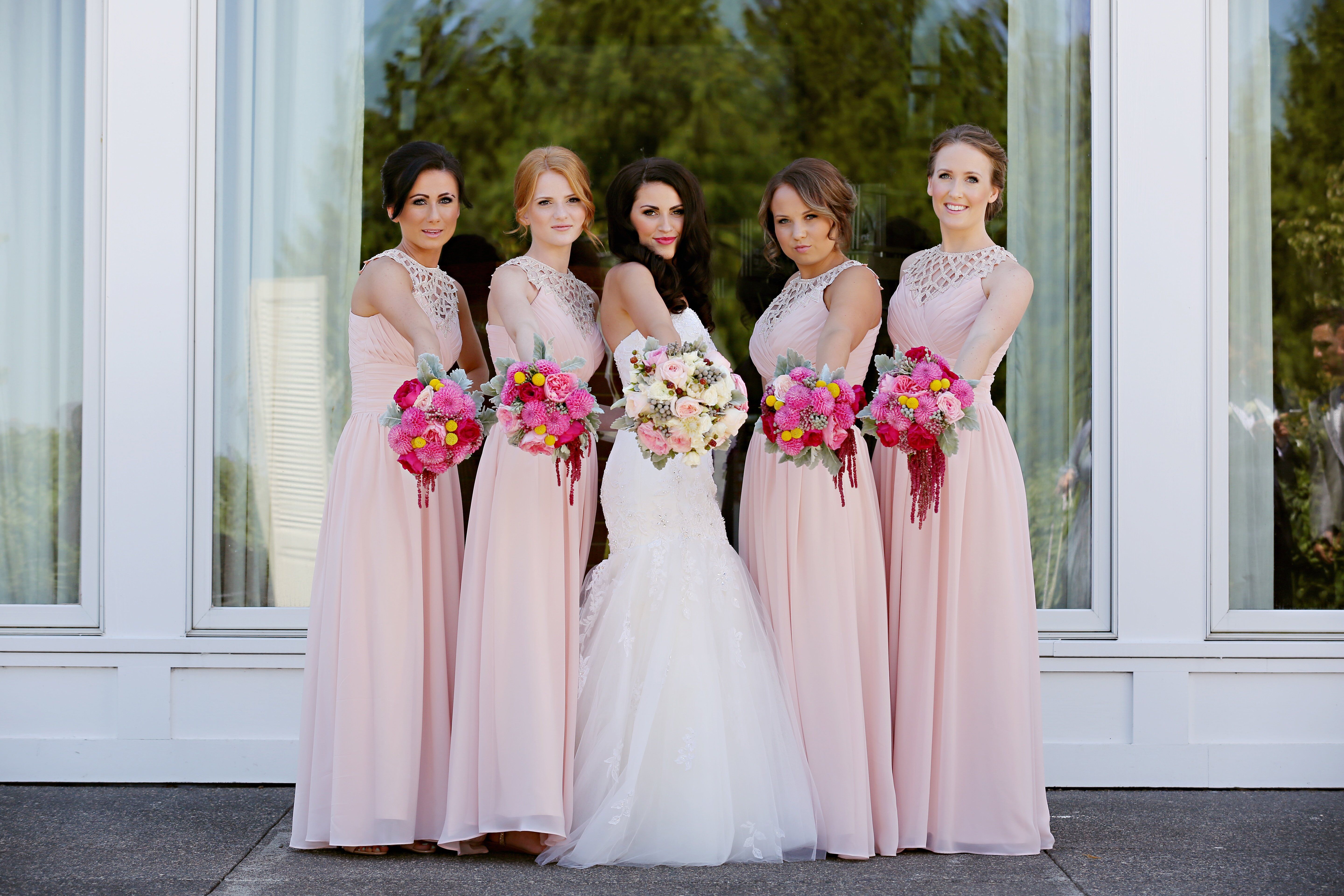 Light Pink Long Bridesmaid Dresses 