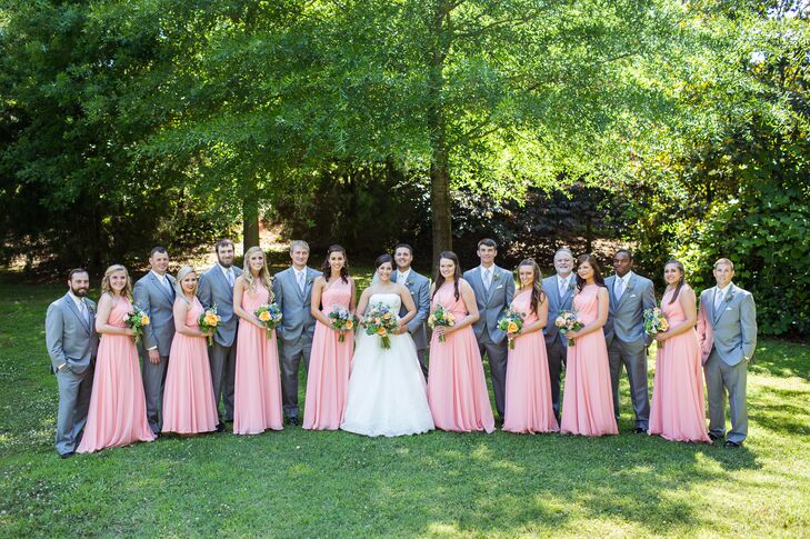 Purple Bridesmaid Dresses And Gray Suits 9