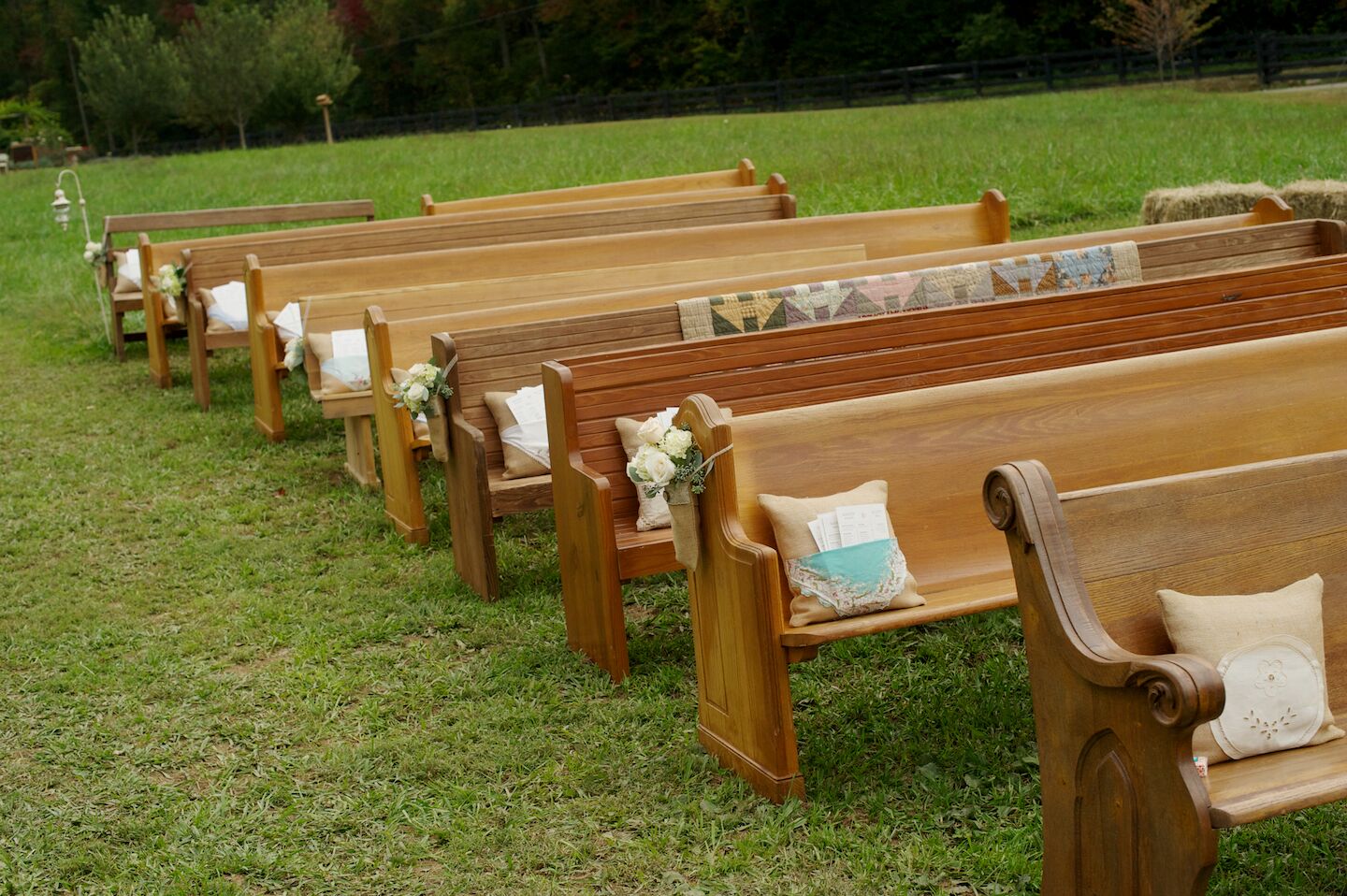 Vintage Wooden Church Pews With DIY Pillows