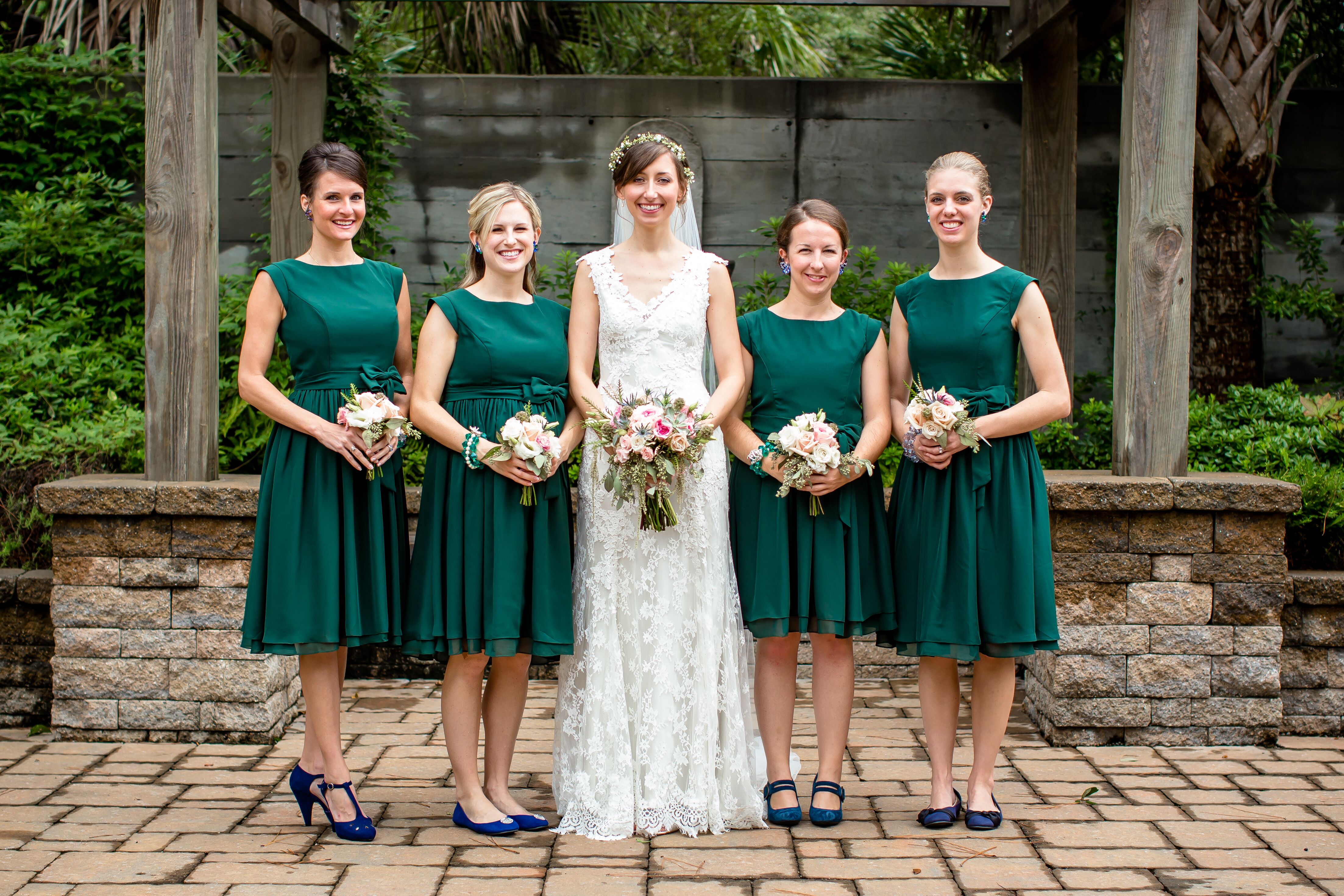 Fit and Flare, Hunter Green Bridesmaid Dresses