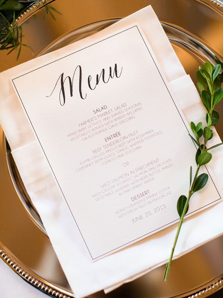 Dinner Menu At Wedding Wedding Menu Card Rustic Wedding Menus