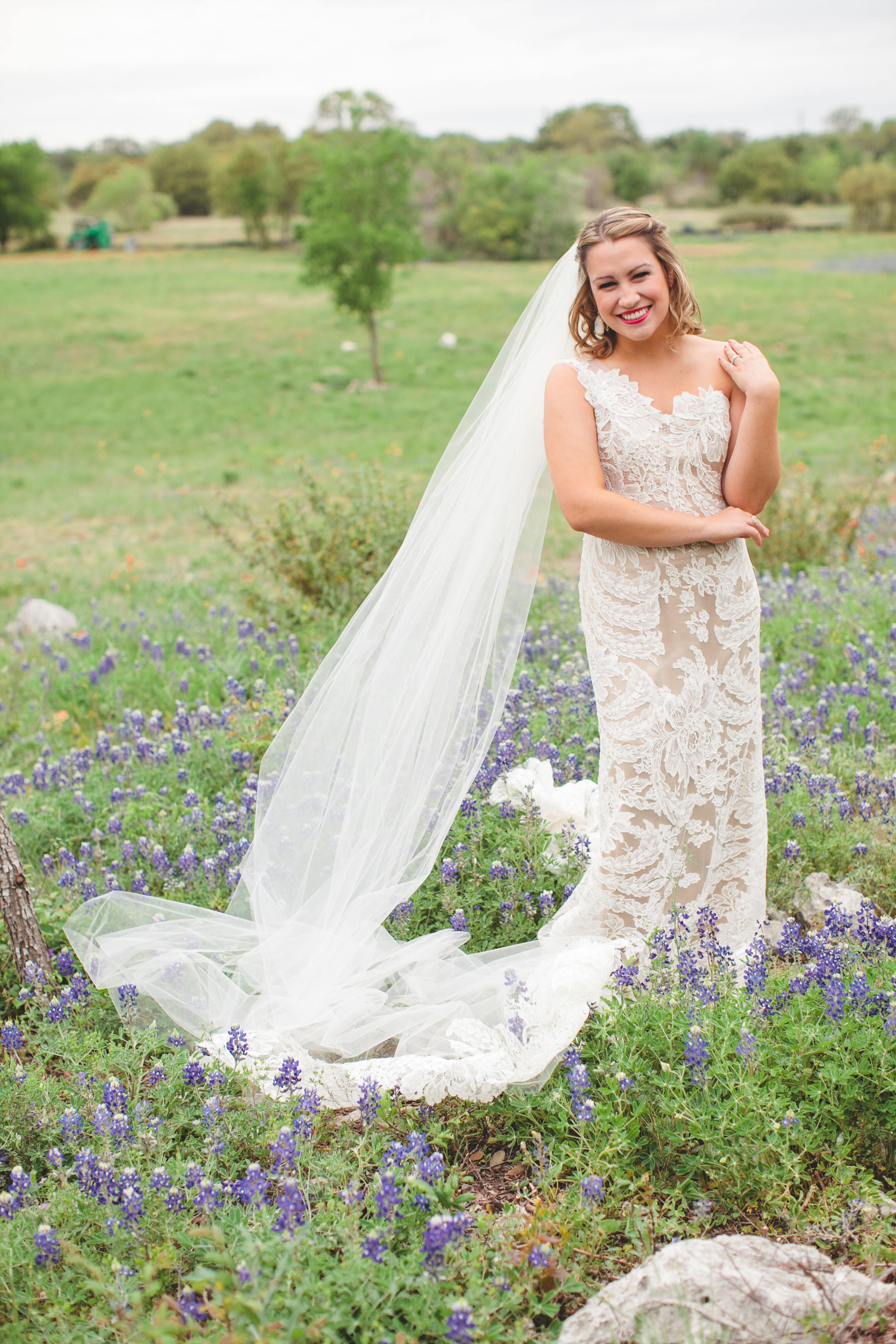 Champagne Bridal Gown with White Lace Overlay