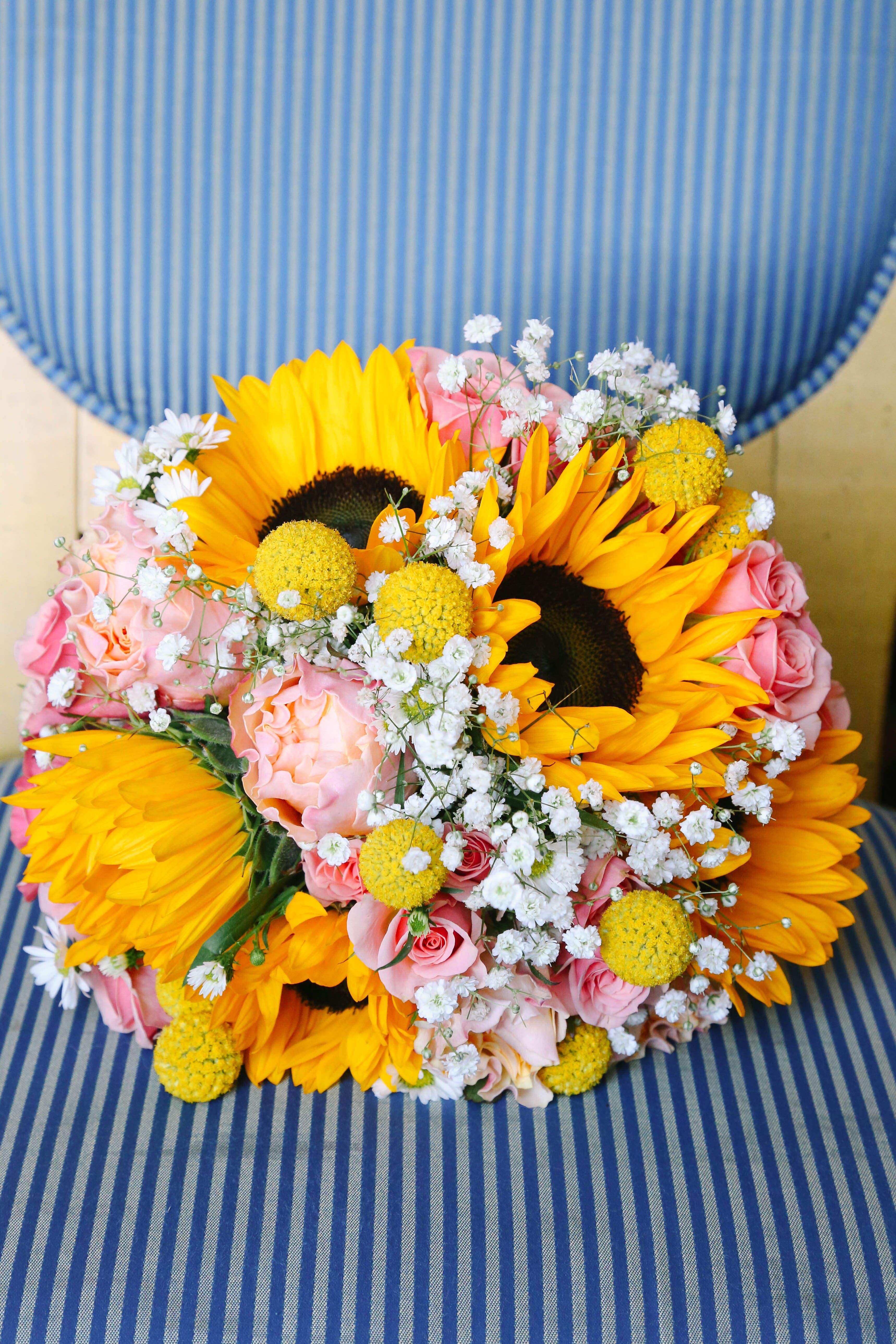 Sunflower, Rose and Peony Colorful Bouquet