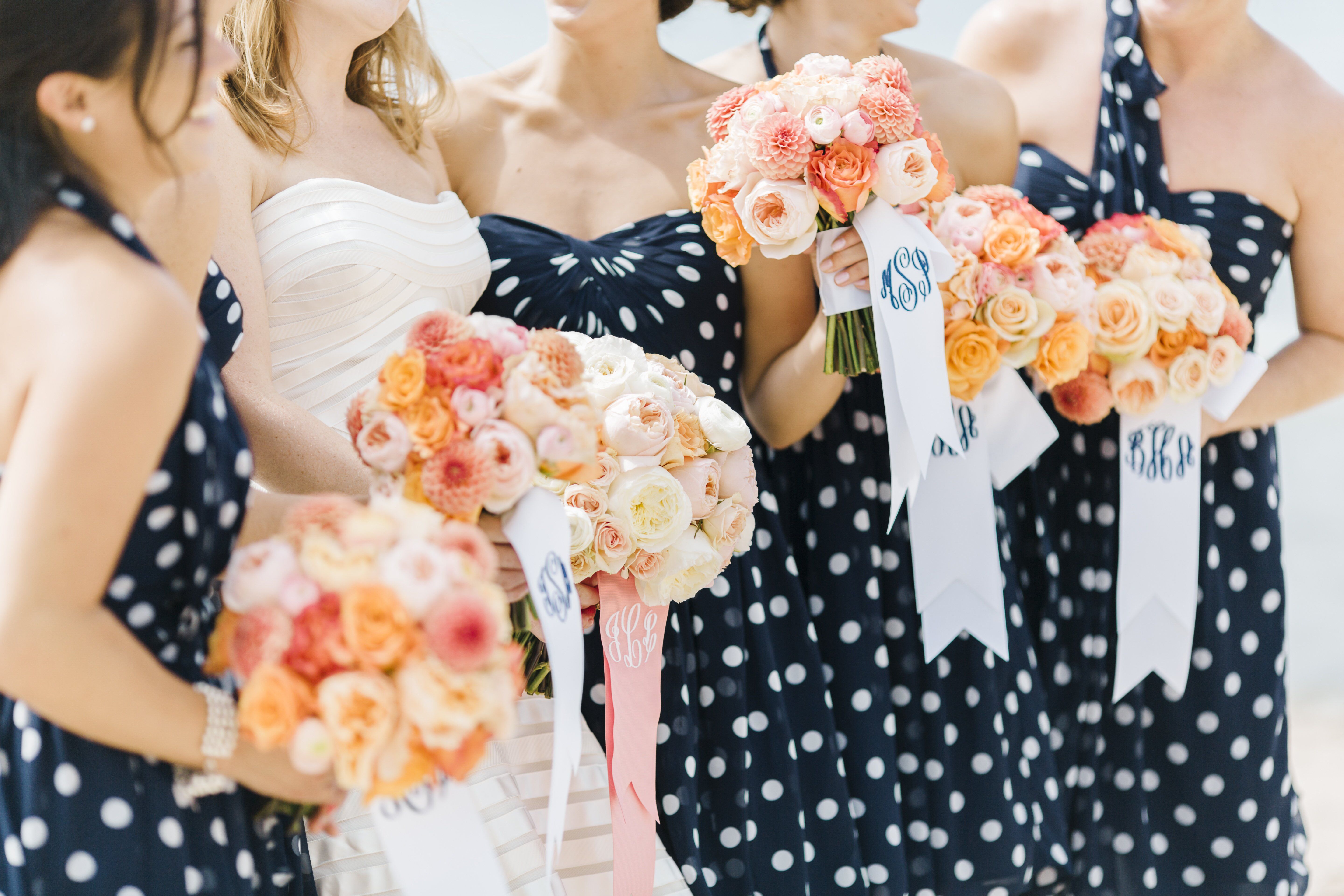 navy polka dot bridesmaid dresses Rihoas Polka Dot Lace Trim V Neck Midi Dress