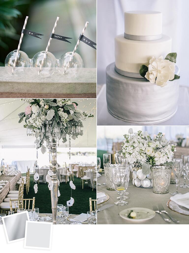 Silver and dove gray wedding color palette ideas