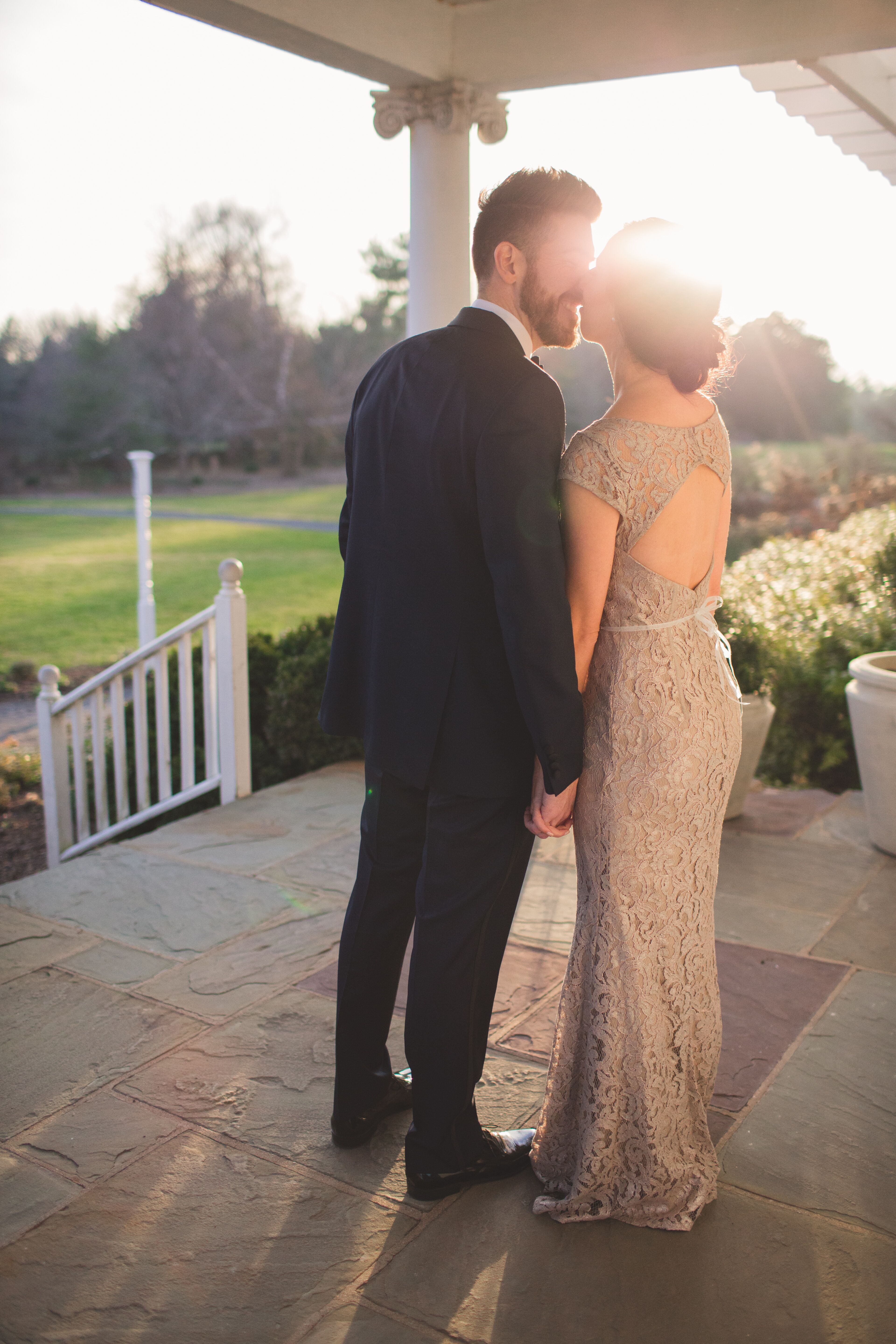 Taupe Lace Monique Lhuillier Wedding Dress