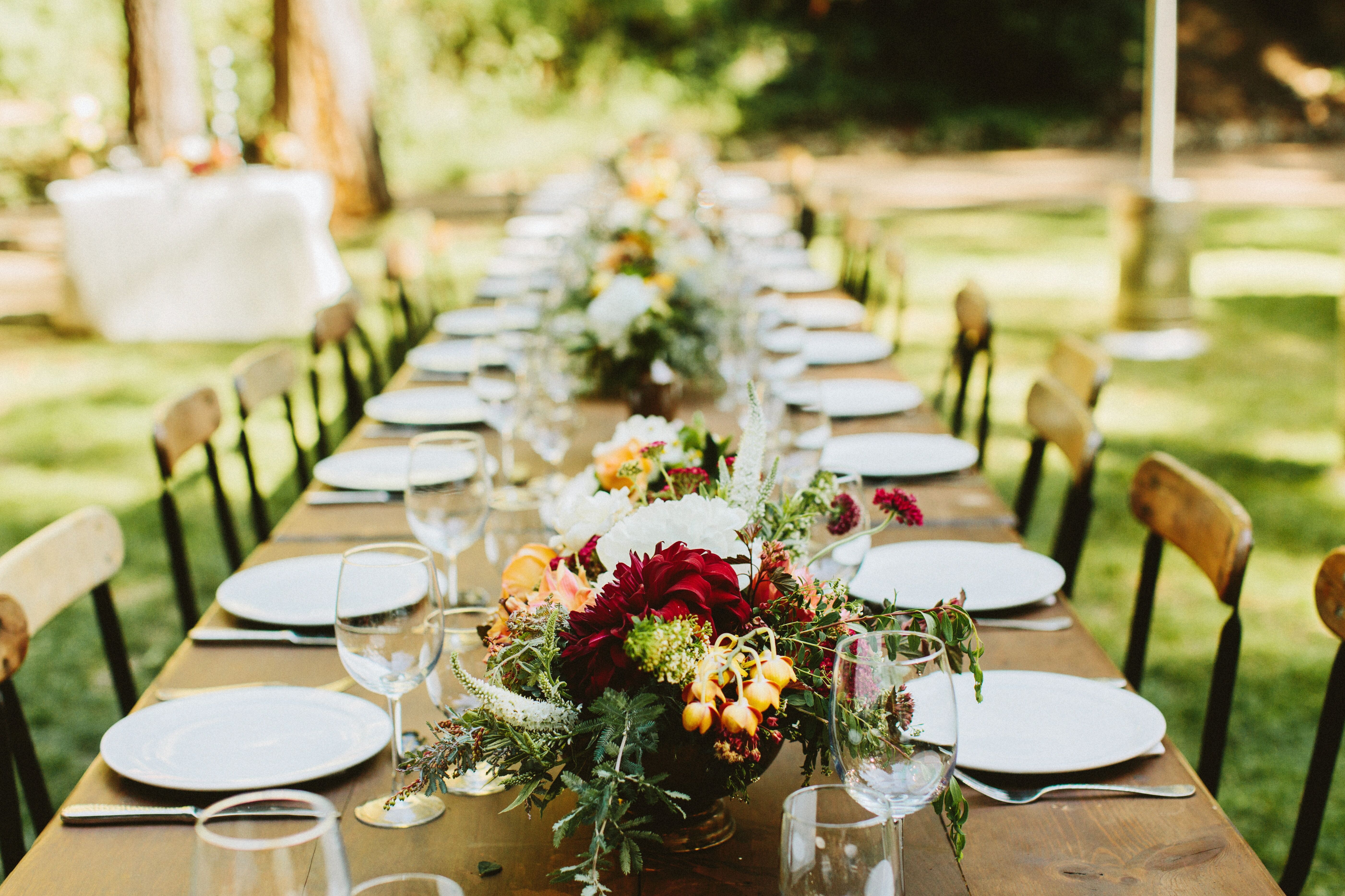 Rustic Table with Flower Arrangements