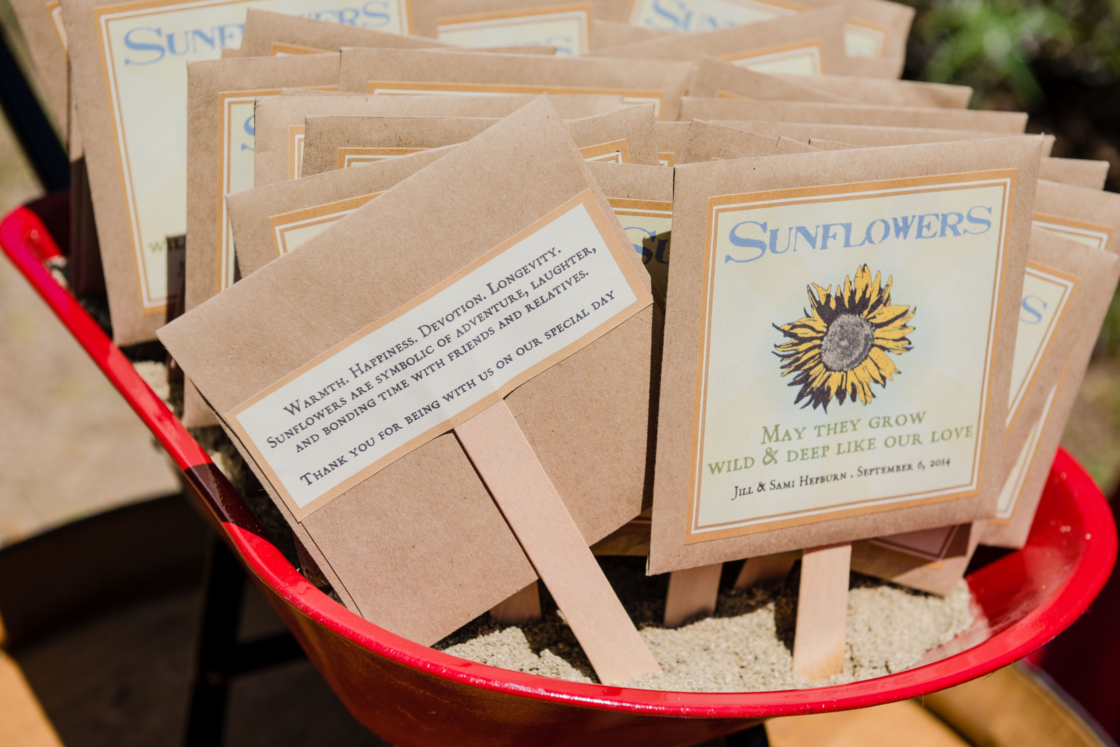 Sunflower Seed Wedding Favor with Description