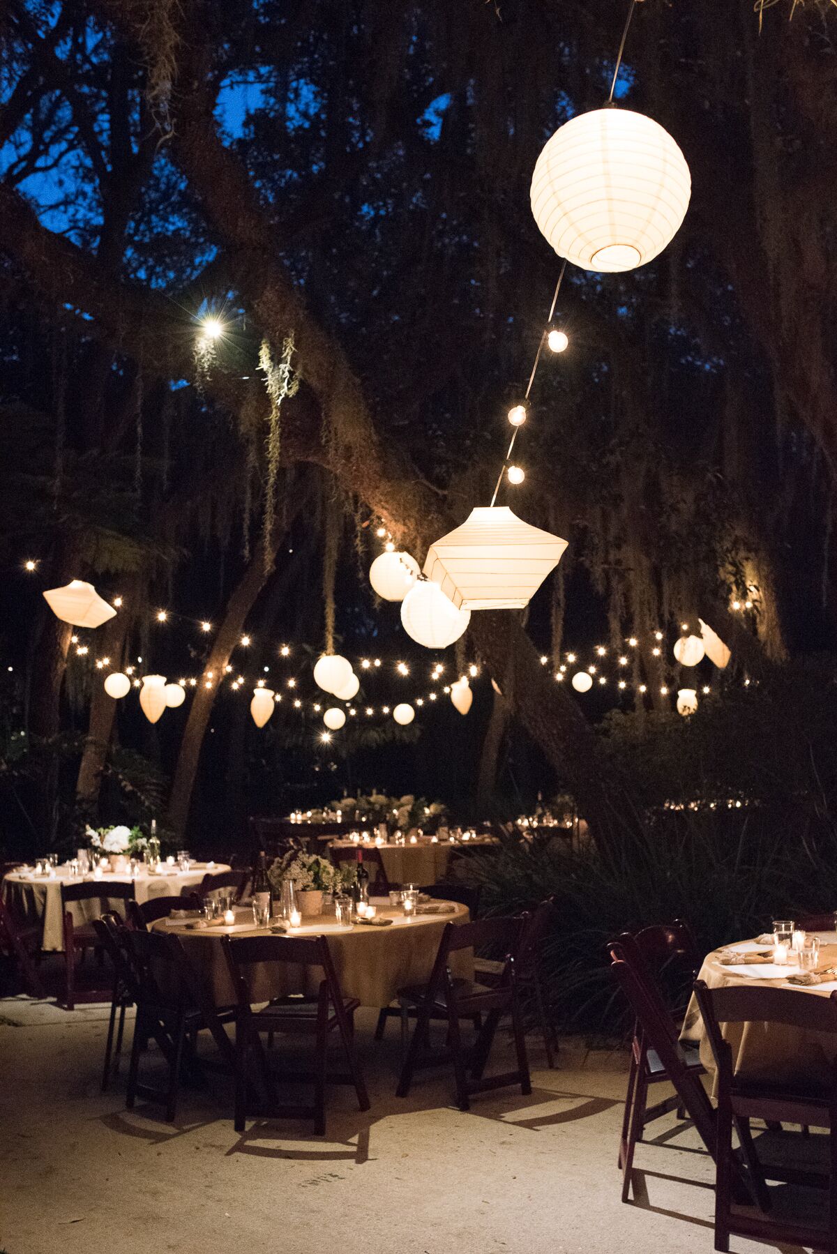 Backyard Wedding Lantern Lighting